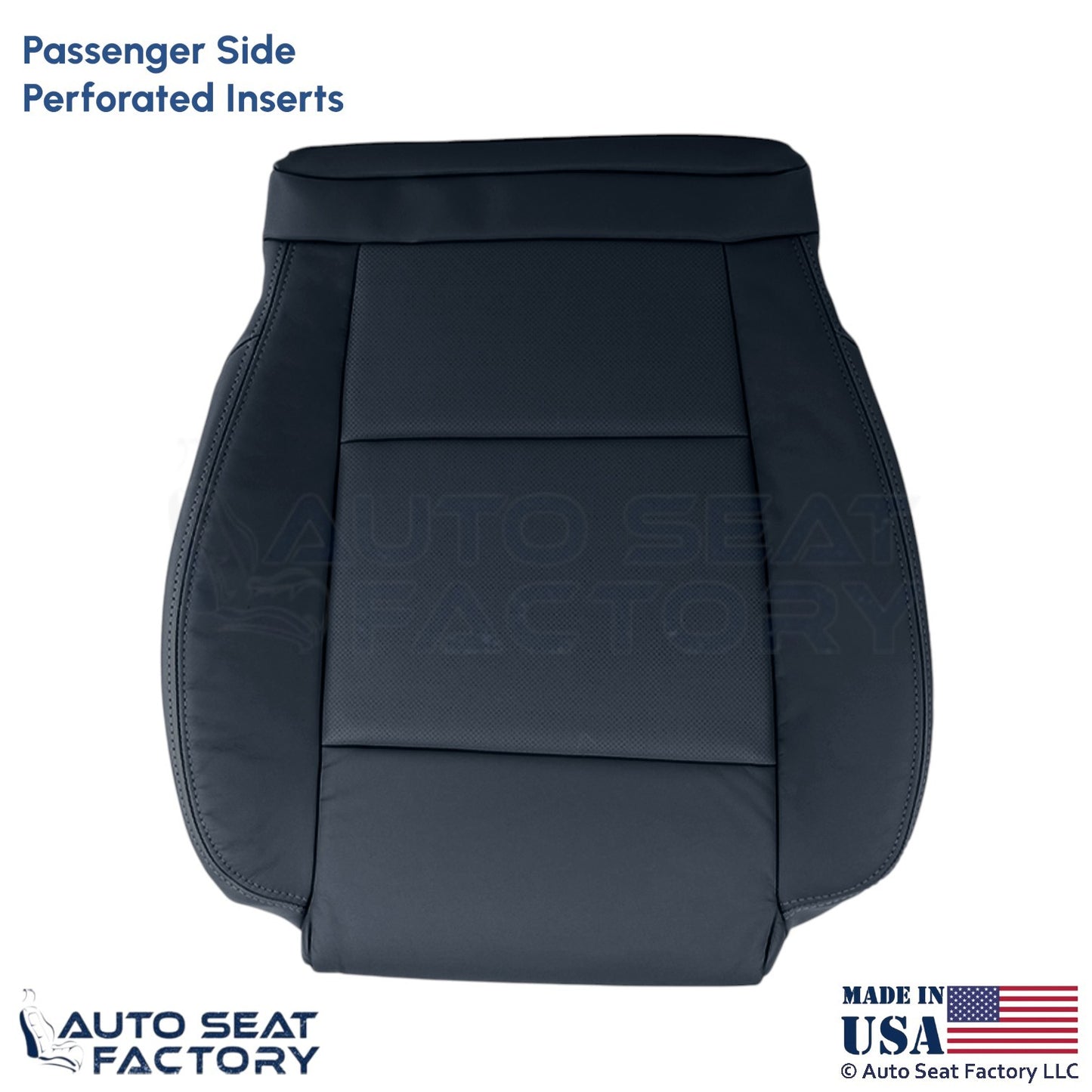 2013-2019 Fits Cadillac ATS Leather Perf Front Passenger Bottom Seat Cover Black - OEM-Style Replacement Seat Cover