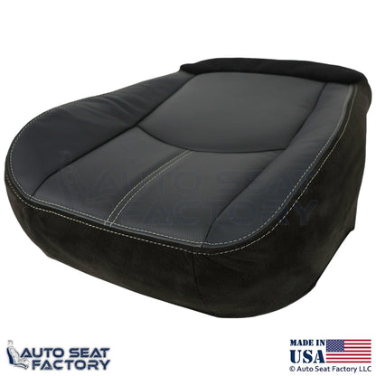 2008-2011 For Mazda Tribute Genuine Leather Bottom Covers Black w/ White Stitch - OEM-Style Replacement Seat Cover