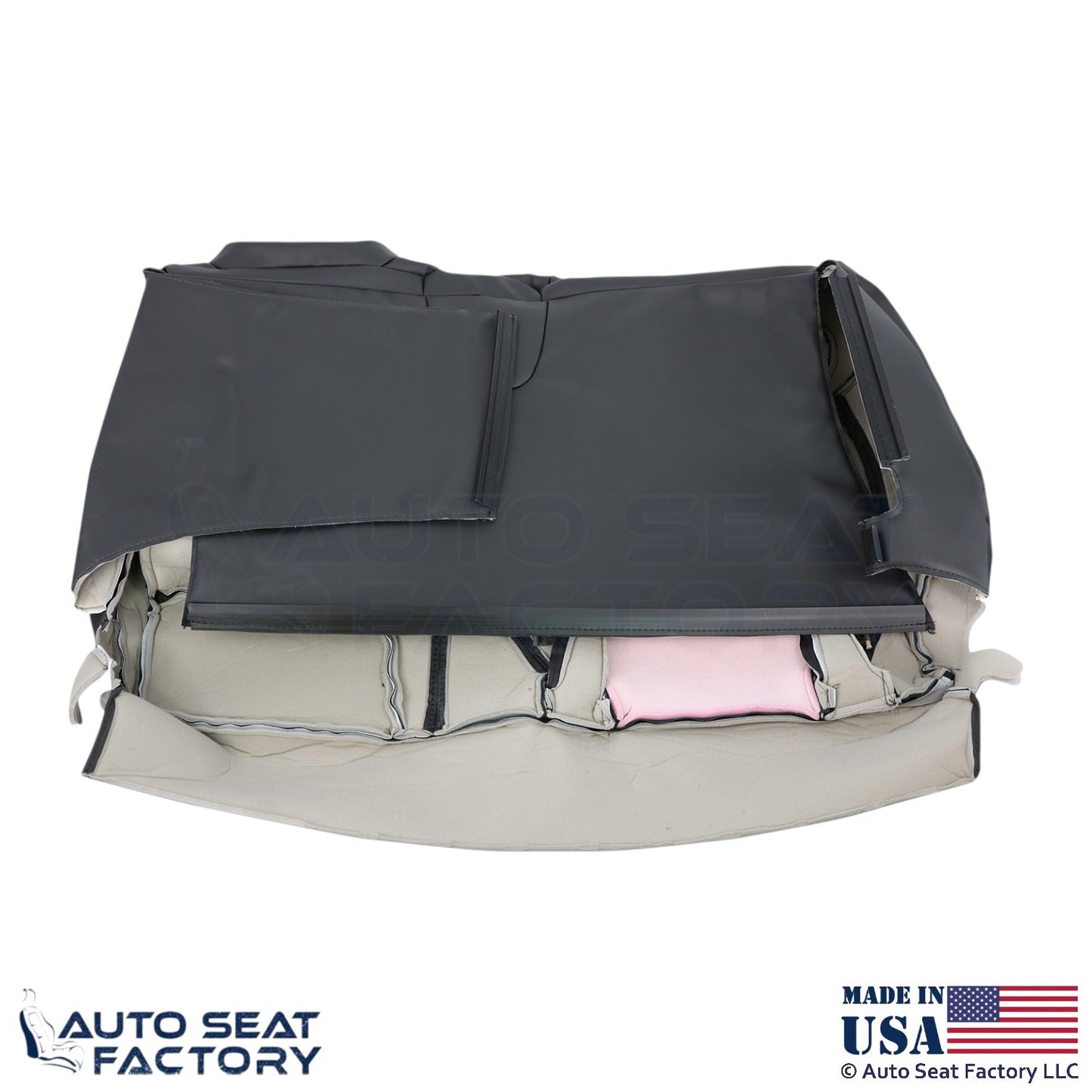 2020 Fits Dodge Ram 1500 Genuine Leather Rear Bench Driver Side Top Cover Black - OEM-Style Replacement Seat Cover