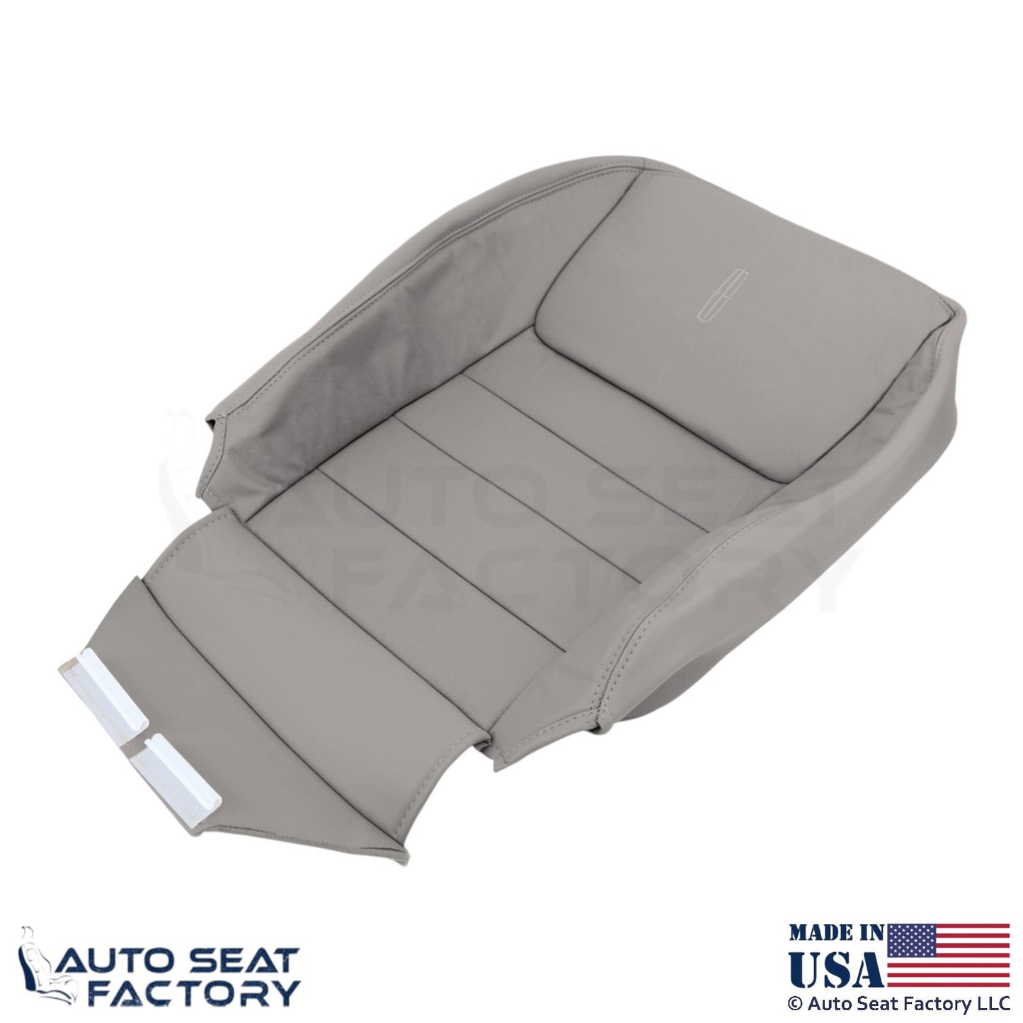 1999-2001 Fits Lincoln Town Car Genuine Leather Driver Top Cover Light Graphite - OEM-Style Replacement Seat Cover