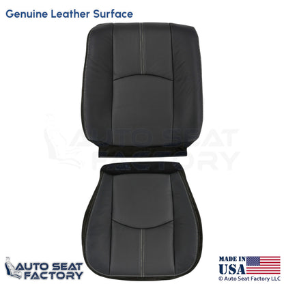 2008-2011 For Mazda Tribute Genuine Leather Driver Covers Black w/ White Stitch - OEM-Style Replacement Seat Cover