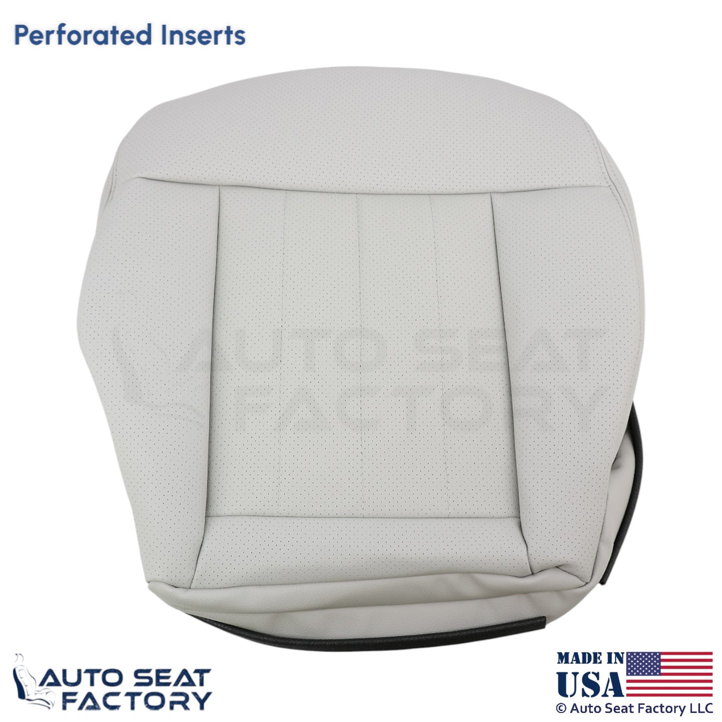 2010-2013 Fits Mercedes Benz E550 E350 Leatherette Perf. Driver Bottom Cover Ash - OEM-Style Replacement Seat Cover
