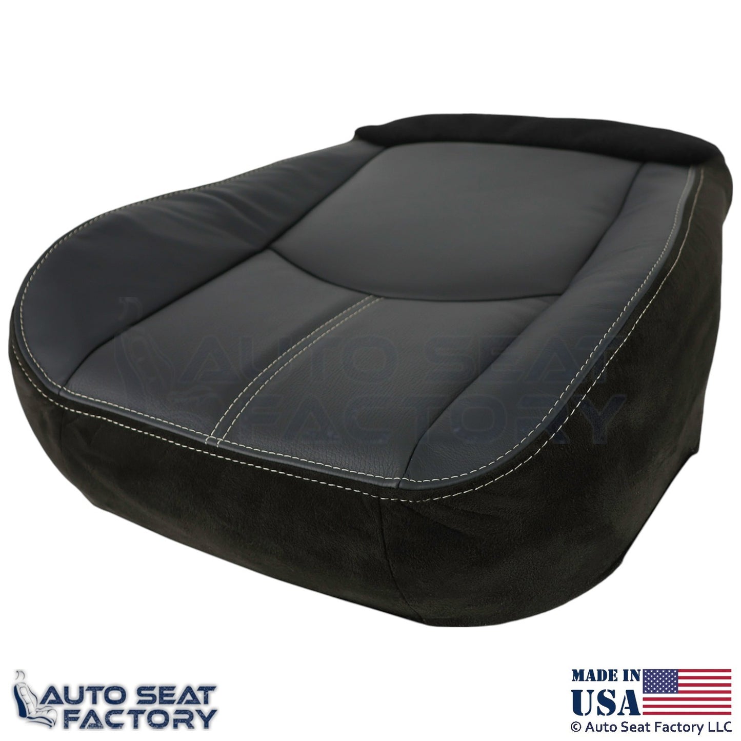 2008-2011 For Mazda Tribute Genuine Leather Driver Covers Black w/ White Stitch - OEM-Style Replacement Seat Cover