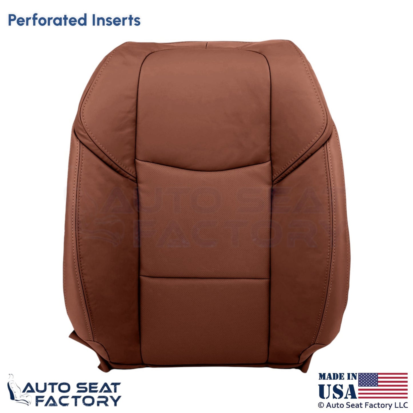 2015-2019 For Cadillac ATS Leather Front Driver Top Replacement Seat Cover Brown - OEM-Style Replacement Seat Cover