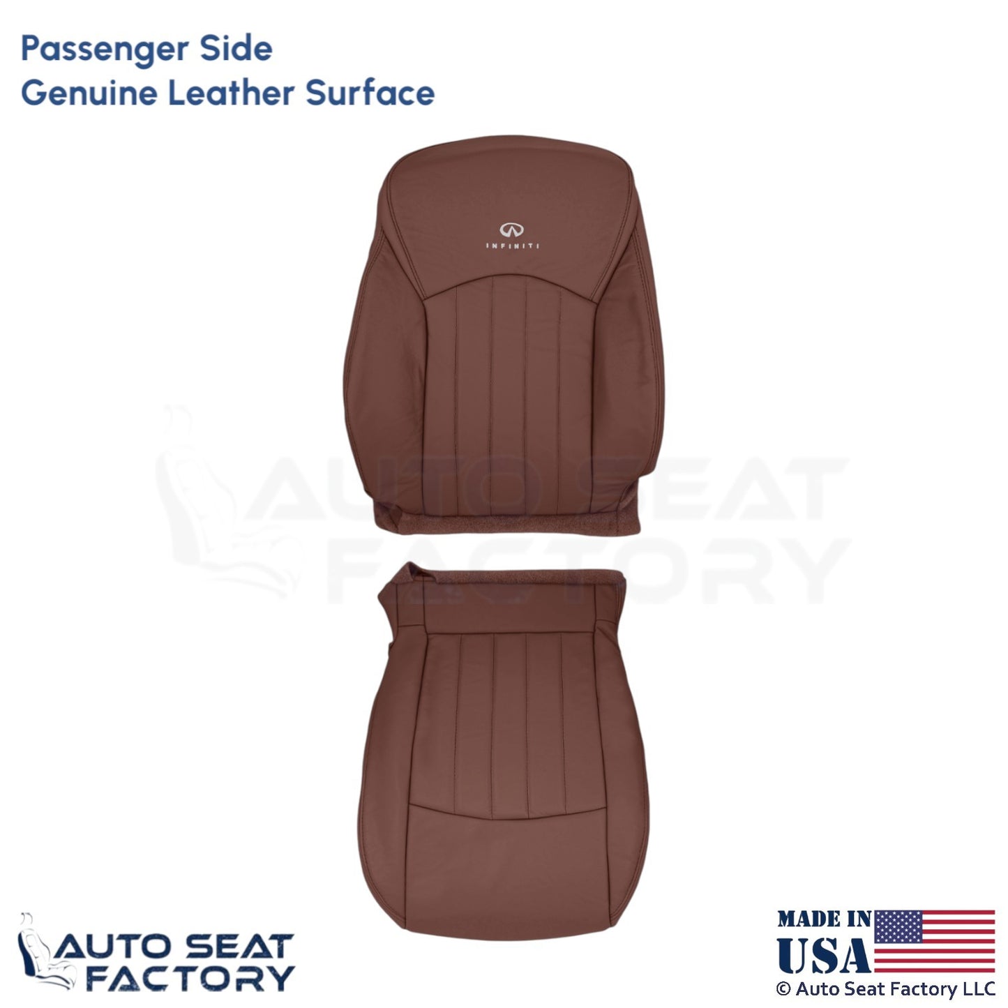 2008-2012 For Infiniti EX35 Genuine Leather Front Passenger Seat Covers Chestnut - OEM-Style Replacement Seat Cover