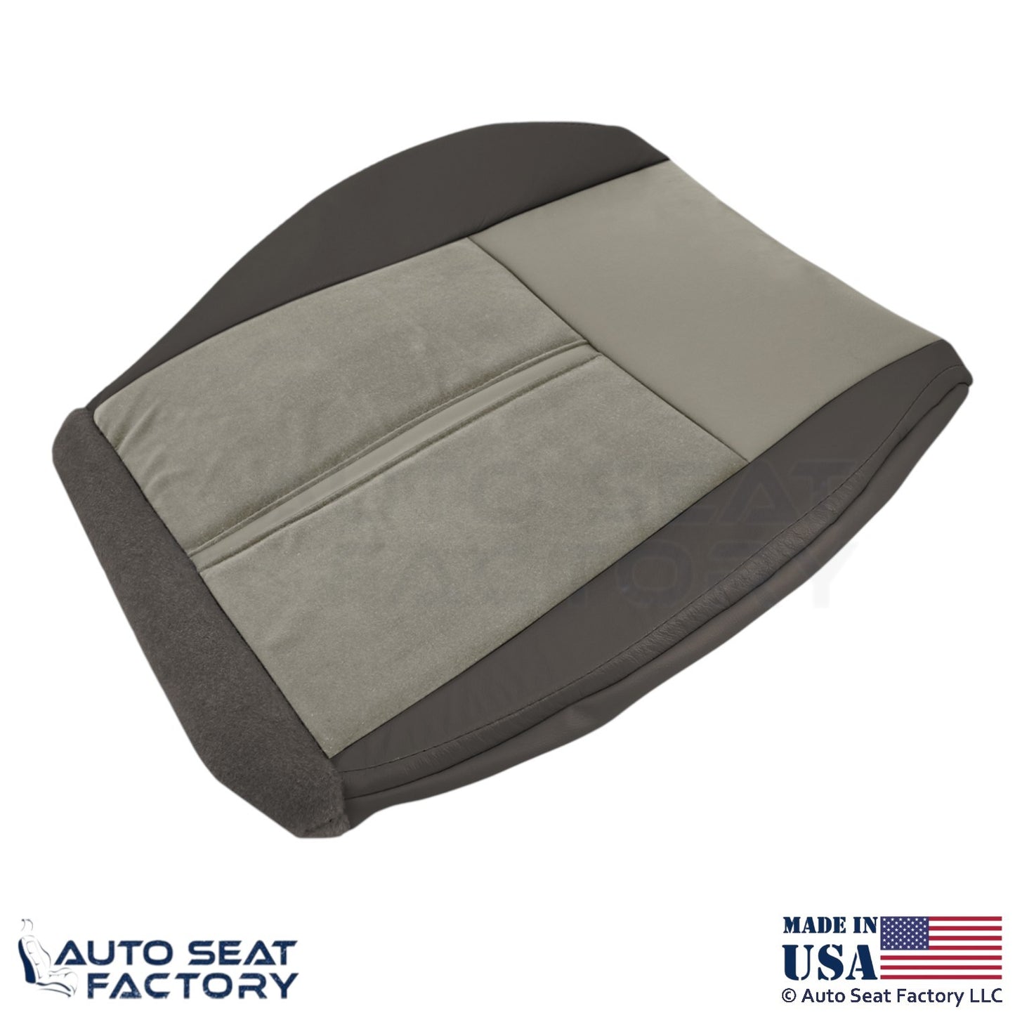 2006-2007 Fits Jeep Grand Cherokee Leather Suede Insert Bottom Seat Covers Gray - OEM-Style Replacement Seat Cover