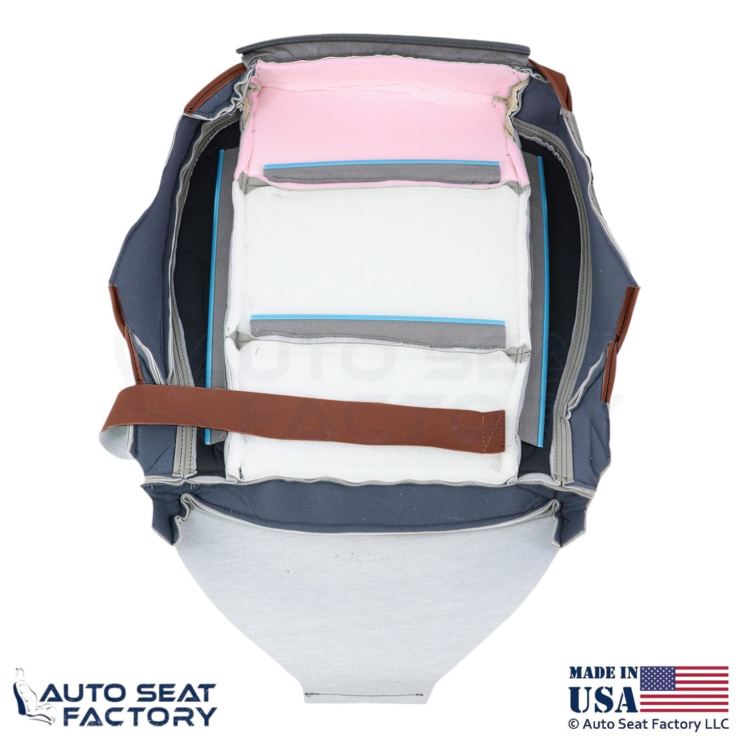 2015-2019 Fits Cadillac ATS Leather Perf Front Driver Side Seat Covers Brown - OEM-Style Replacement Seat Cover