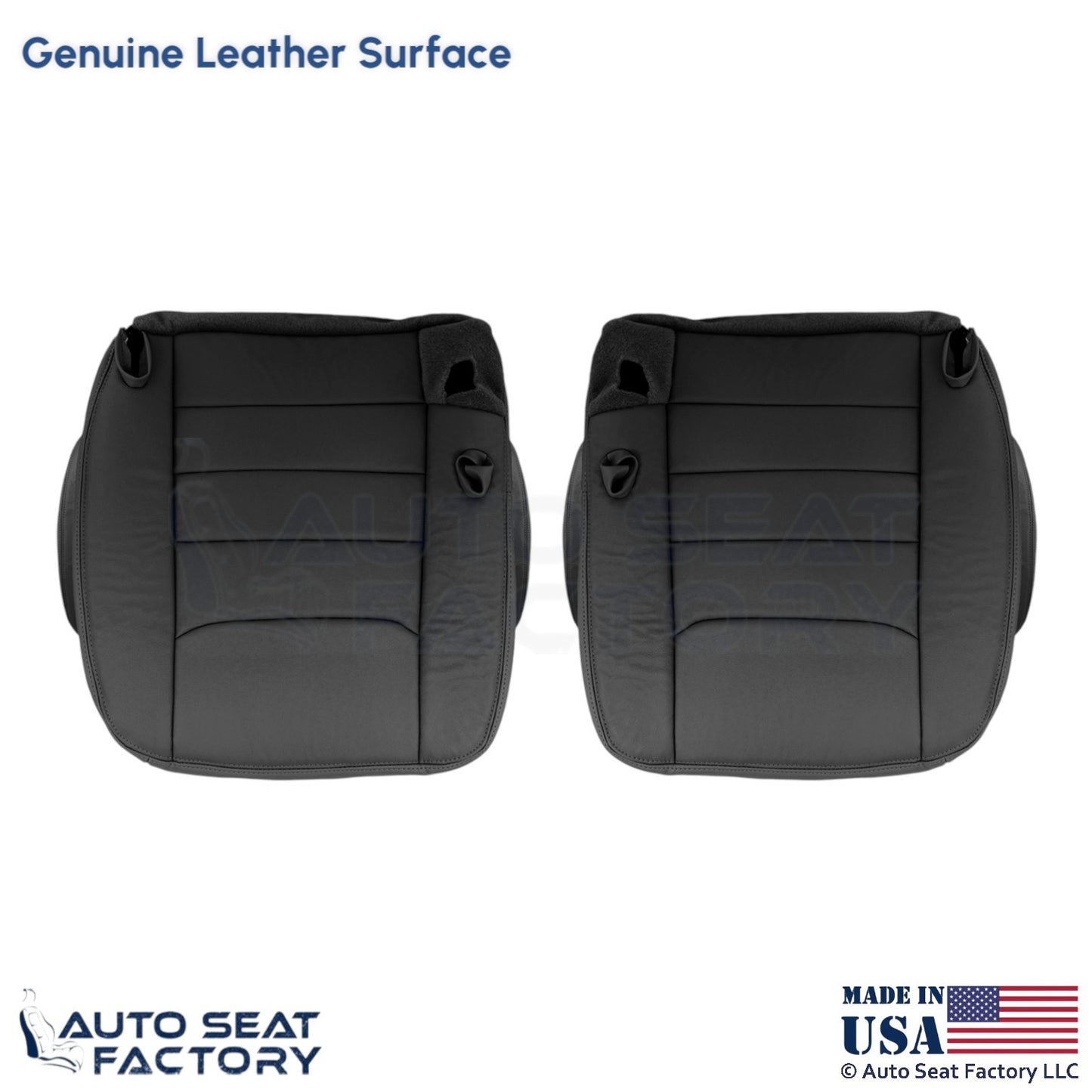 1999-2001 For Lincoln Town Car Genuine Leather Front Bottom Covers Deep Charcoal - OEM-Style Replacement Seat Cover