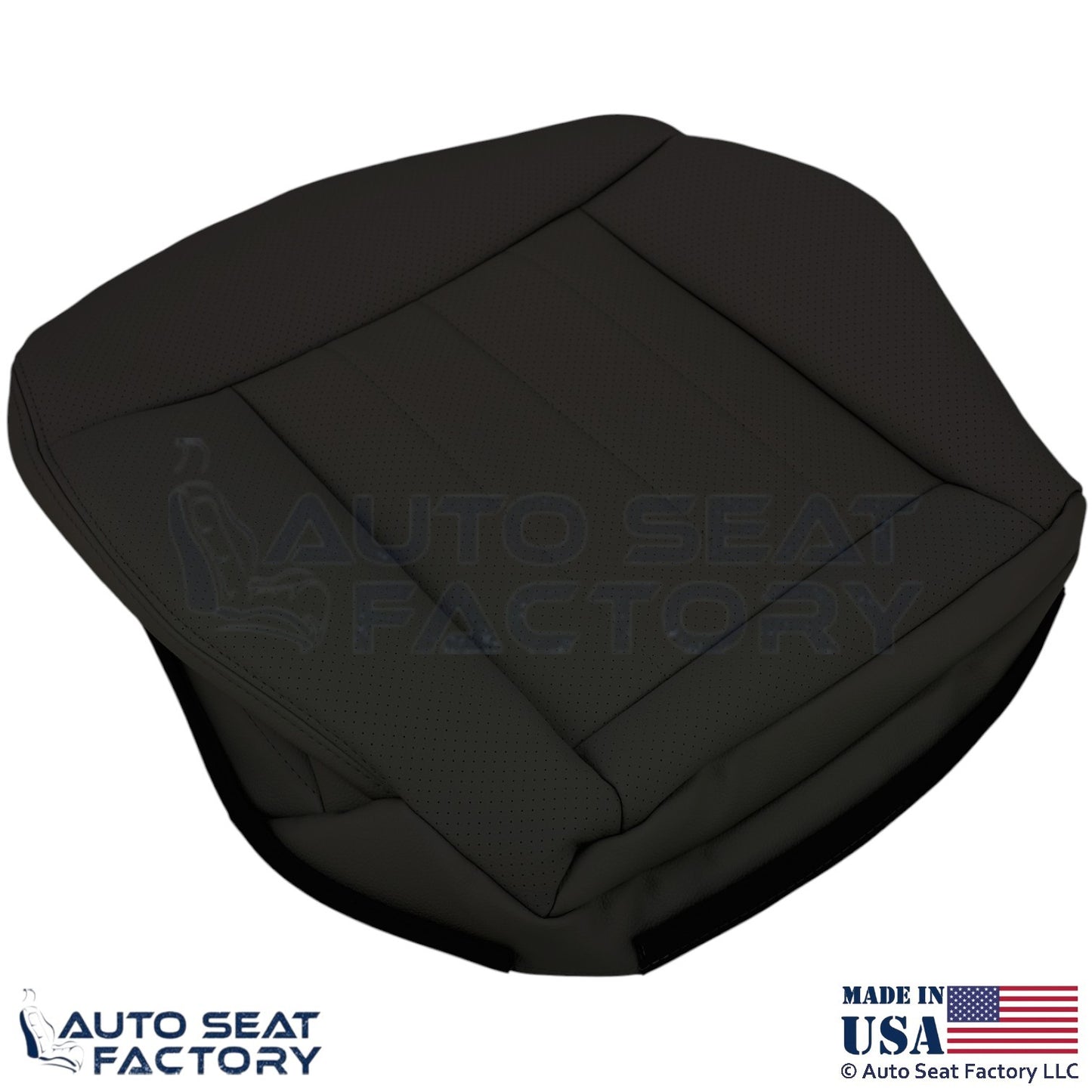 2010-2016 Fits Mercedes Benz E550 E350 Genuine Leather Perf. Bottom Covers Black - OEM-Style Replacement Seat Cover