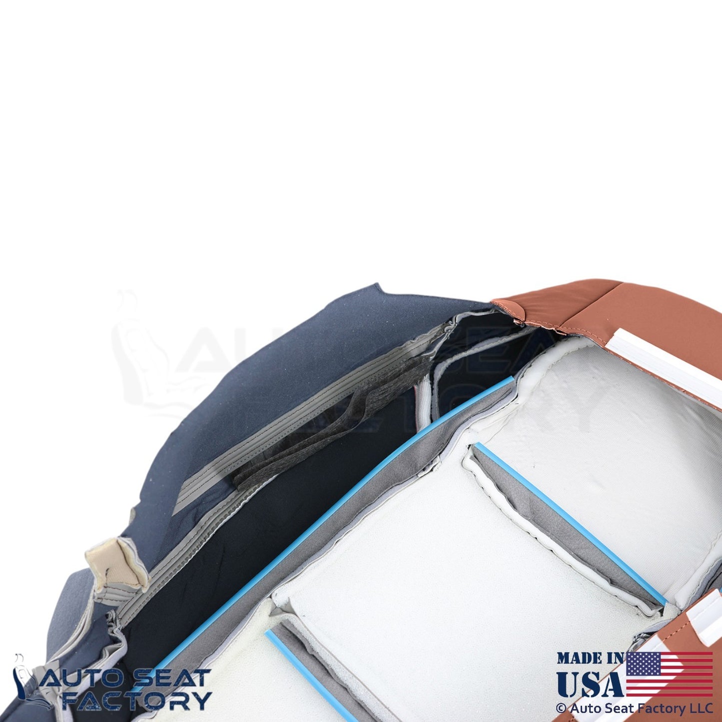 2015-2019 Fits Cadillac ATS Leather Perf Front Driver Side Seat Covers Brown - OEM-Style Replacement Seat Cover