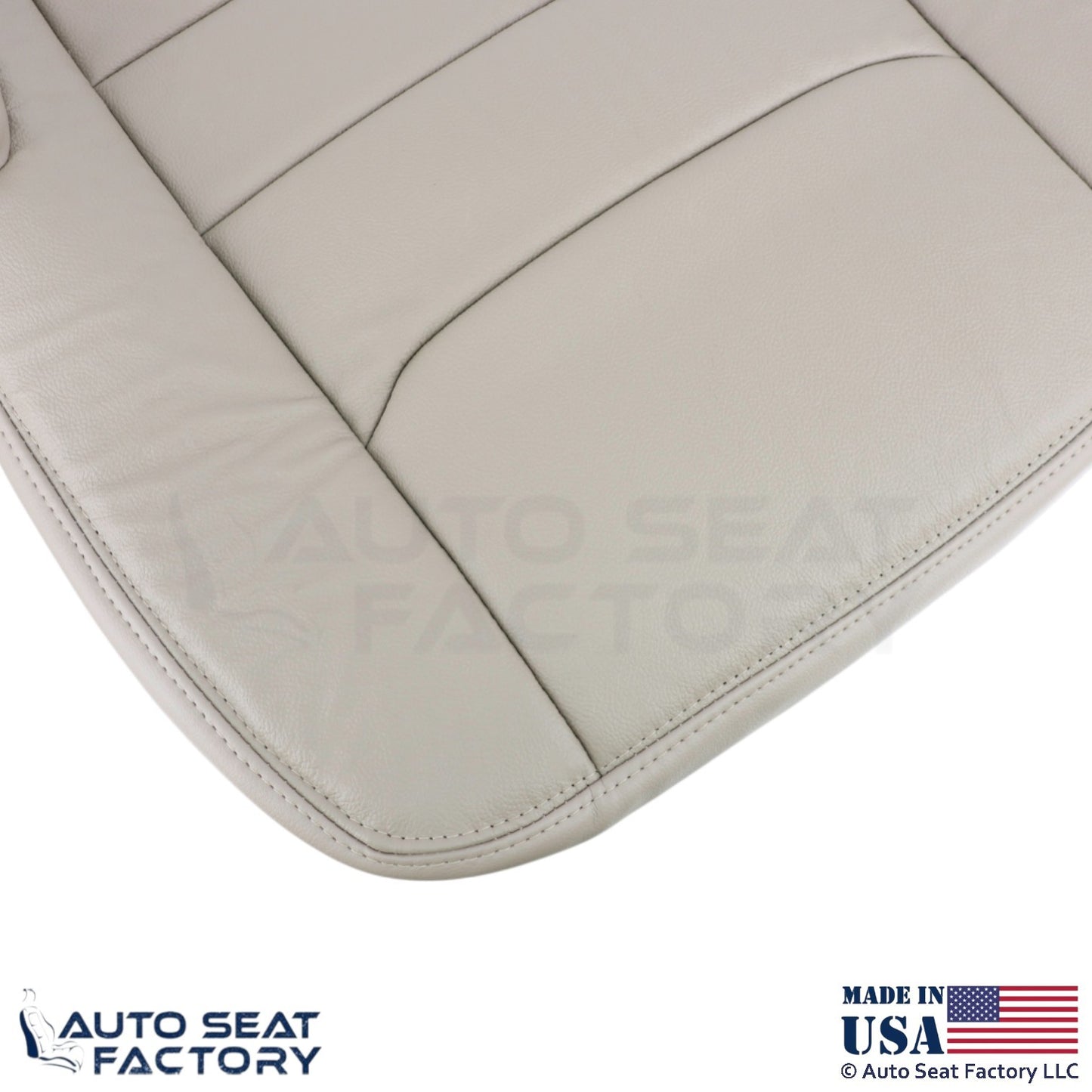 1999-2001 For Lincoln Town Car Genuine Leather Driver Bottom Cover Lt. Parchment - OEM-Style Replacement Seat Cover