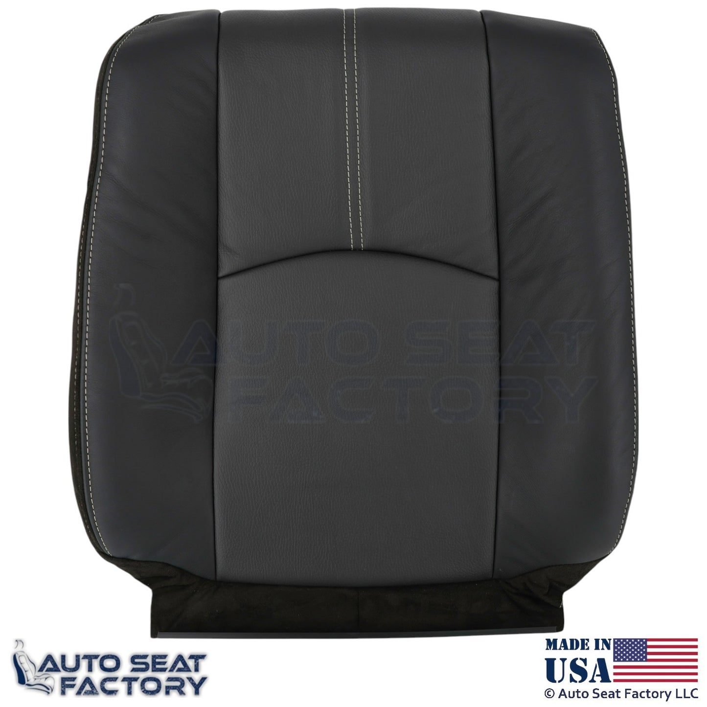 2008-2011 For Mazda Tribute Genuine Leather Driver Covers Black w/ White Stitch - OEM-Style Replacement Seat Cover