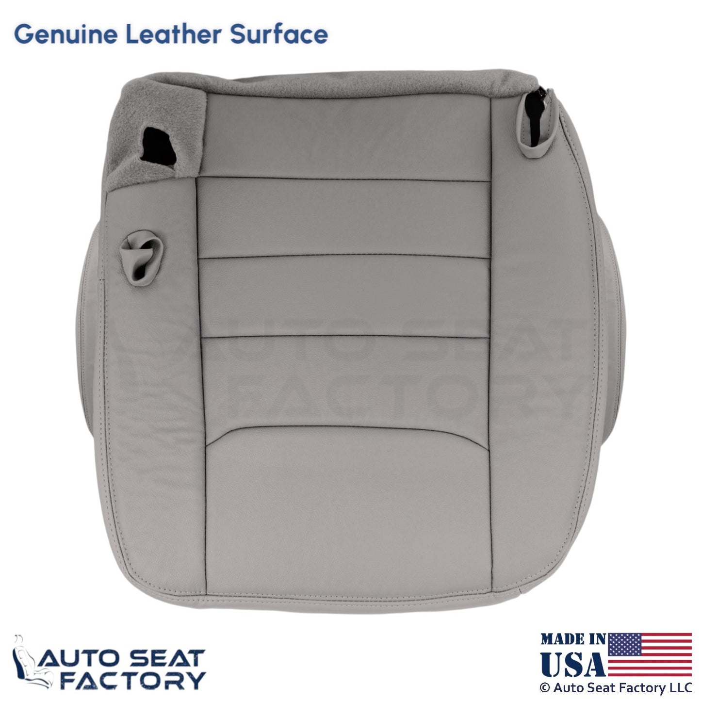 1999-2001 For Lincoln Town Car Genuine Leather Driver Bottom Cover Lt. Graphite - OEM-Style Replacement Seat Cover