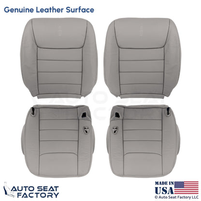 1999-2001 Fits Lincoln Town Car Genuine Leather Front Seat Covers Light Graphite - OEM-Style Replacement Seat Cover