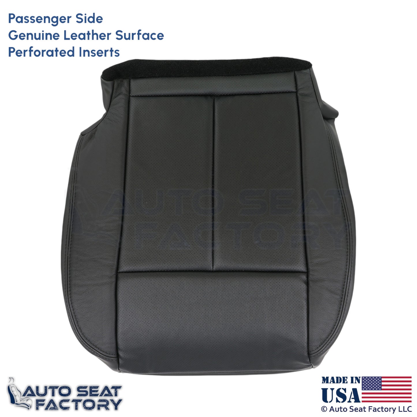 2013-2018 For Nissan Altima Sedan Genuine Leather Passenger Bottom Cover Black - OEM-Style Replacement Seat Cover