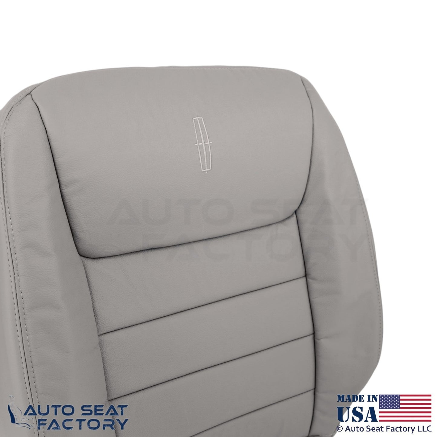 1999-2001 Fits Lincoln Town Car Genuine Leather Front Top Covers Light Graphite - OEM-Style Replacement Seat Cover