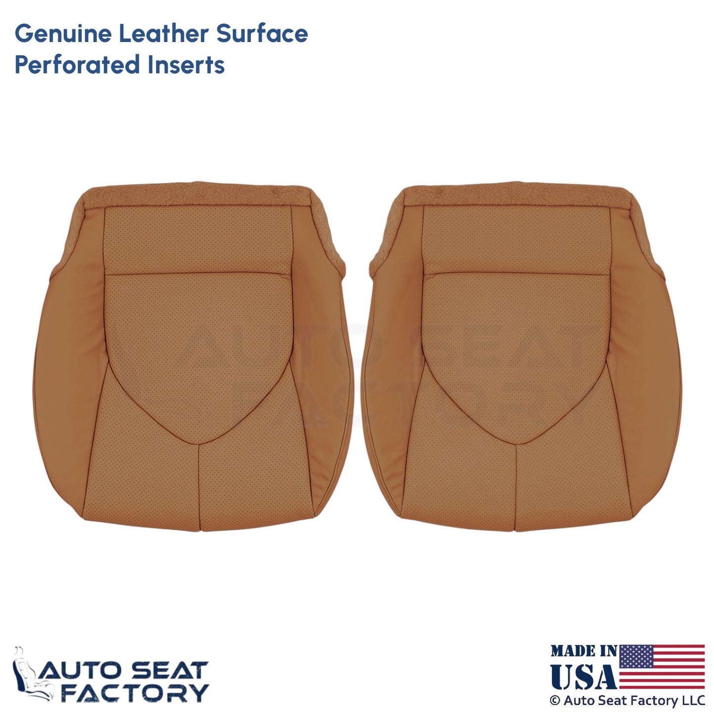 2020-2024 Fits Toyota Highlander Genuine Leather Bottom Covers Glazed Caramel - OEM-Style Replacement Seat Cover