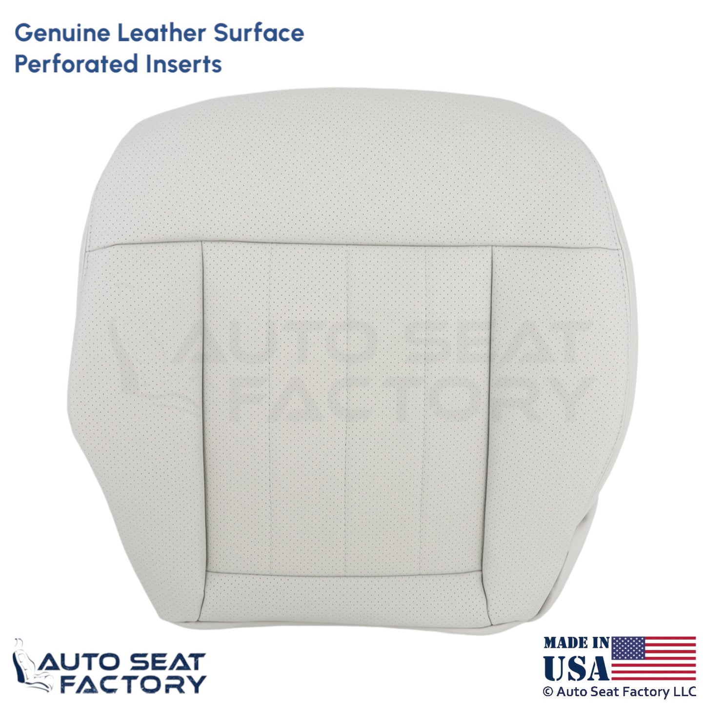 2014-2016 Fits Mercedes Benz E550 Genuine Leather Perf. Driver Bottom Cover Gray - OEM-Style Replacement Seat Cover