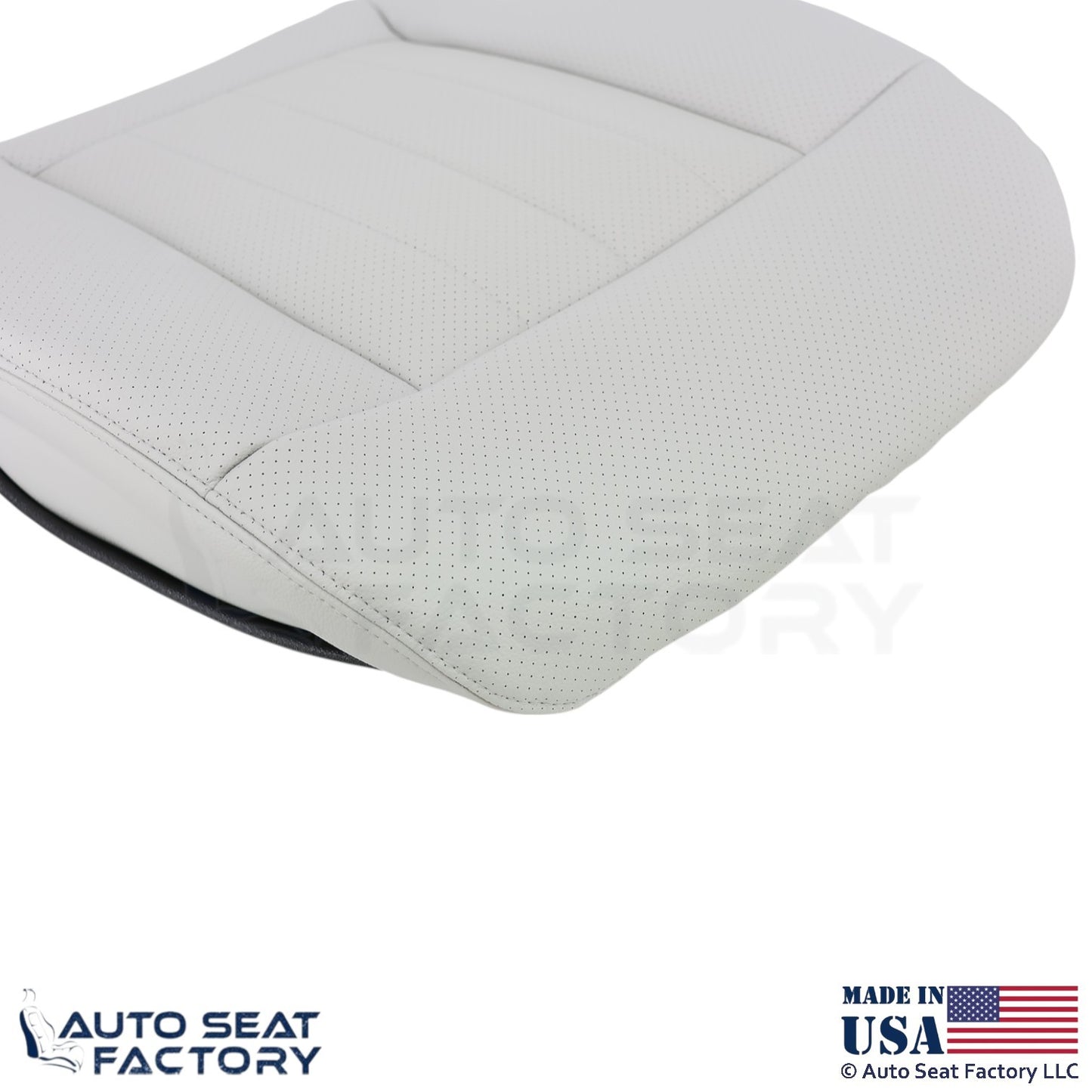 2014-2016 For Mercedes Benz E550 Genuine Leather Perf Passenger Bottom Cover Gry - OEM-Style Replacement Seat Cover