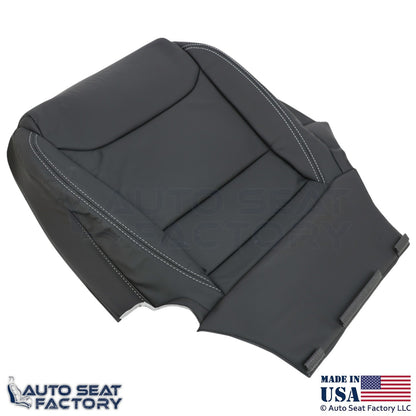 2016-2025  For Tesla Model S Leatherette Driver Bottom Cover Black w/ White Stch - OEM-Style Replacement Seat Cover
