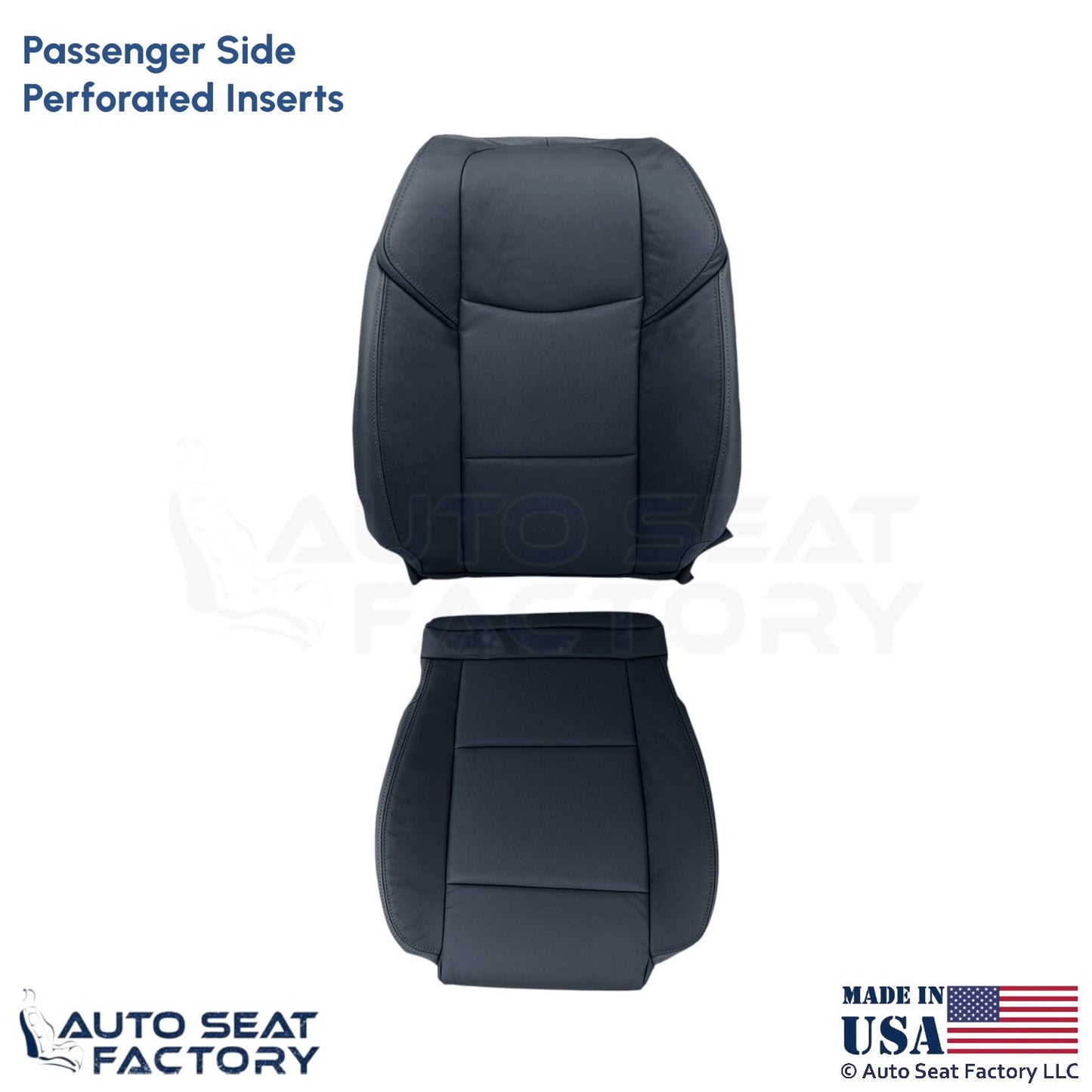 2013-2019 Fits Cadillac ATS Leatherette Perf Front Passenger Side Covers Black - OEM-Style Replacement Seat Cover
