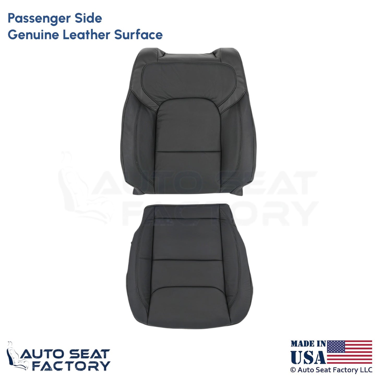 2020 Fits Dodge Ram 1500 Quad Cab Genuine Leather Passenger Seat Covers Black - OEM-Style Replacement Seat Cover