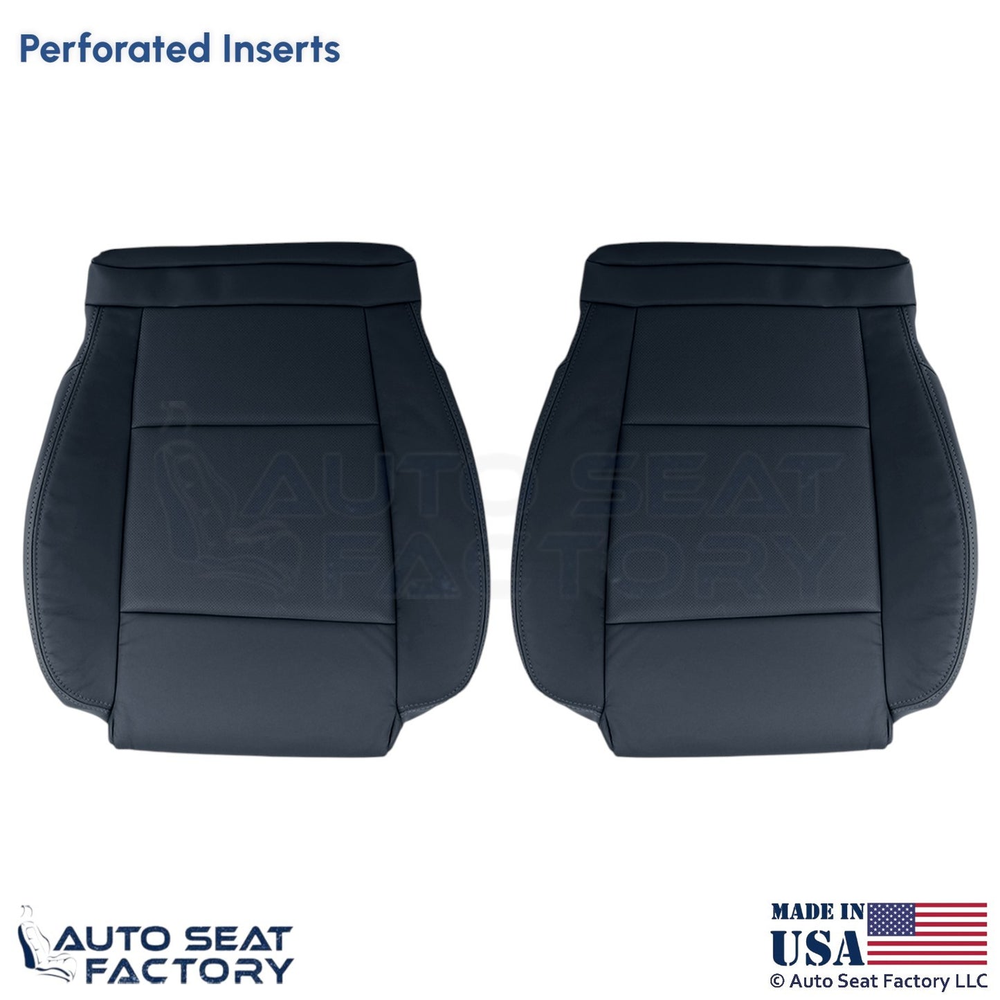 2013-2019 Fits Cadillac ATS Leather Perf Front Bottom Seat Covers Black - OEM-Style Replacement Seat Cover