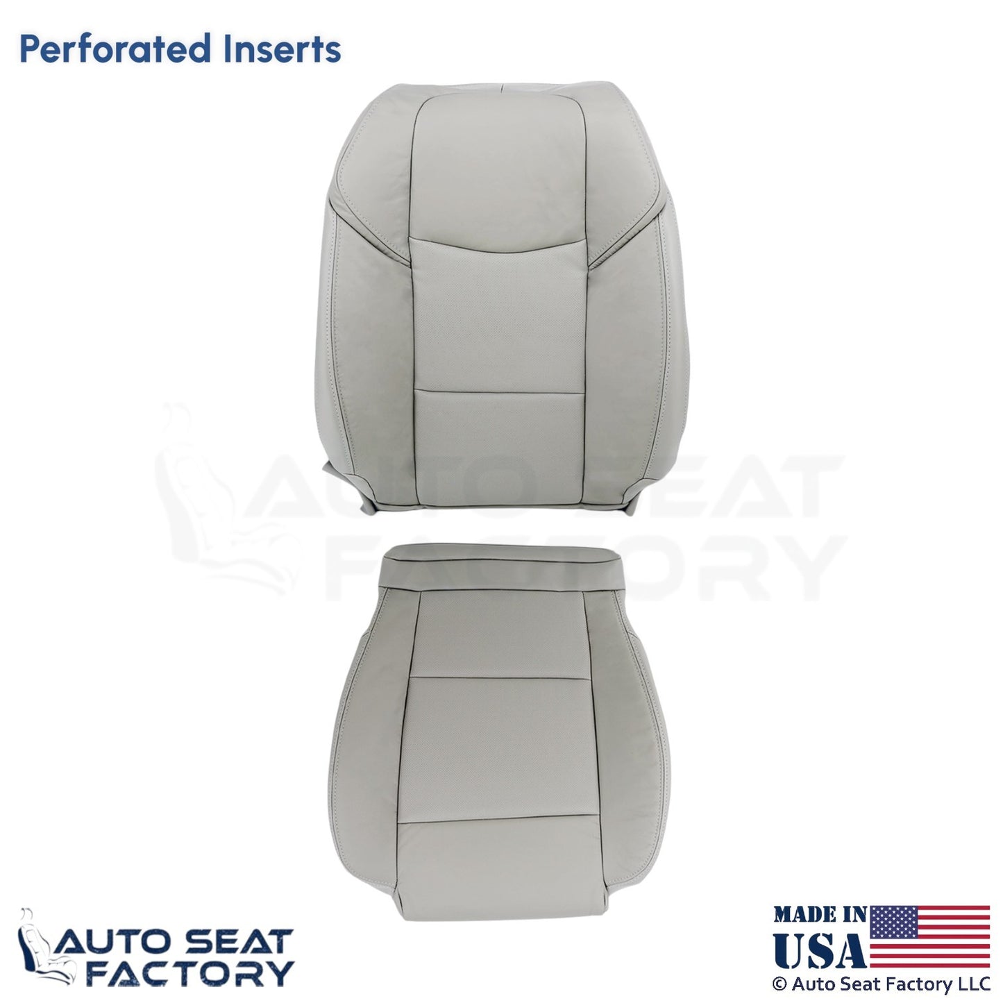 2013-2019 Fits Cadillac ATS Leather Perf Front Driver Side Covers Light Platinum - OEM-Style Replacement Seat Cover