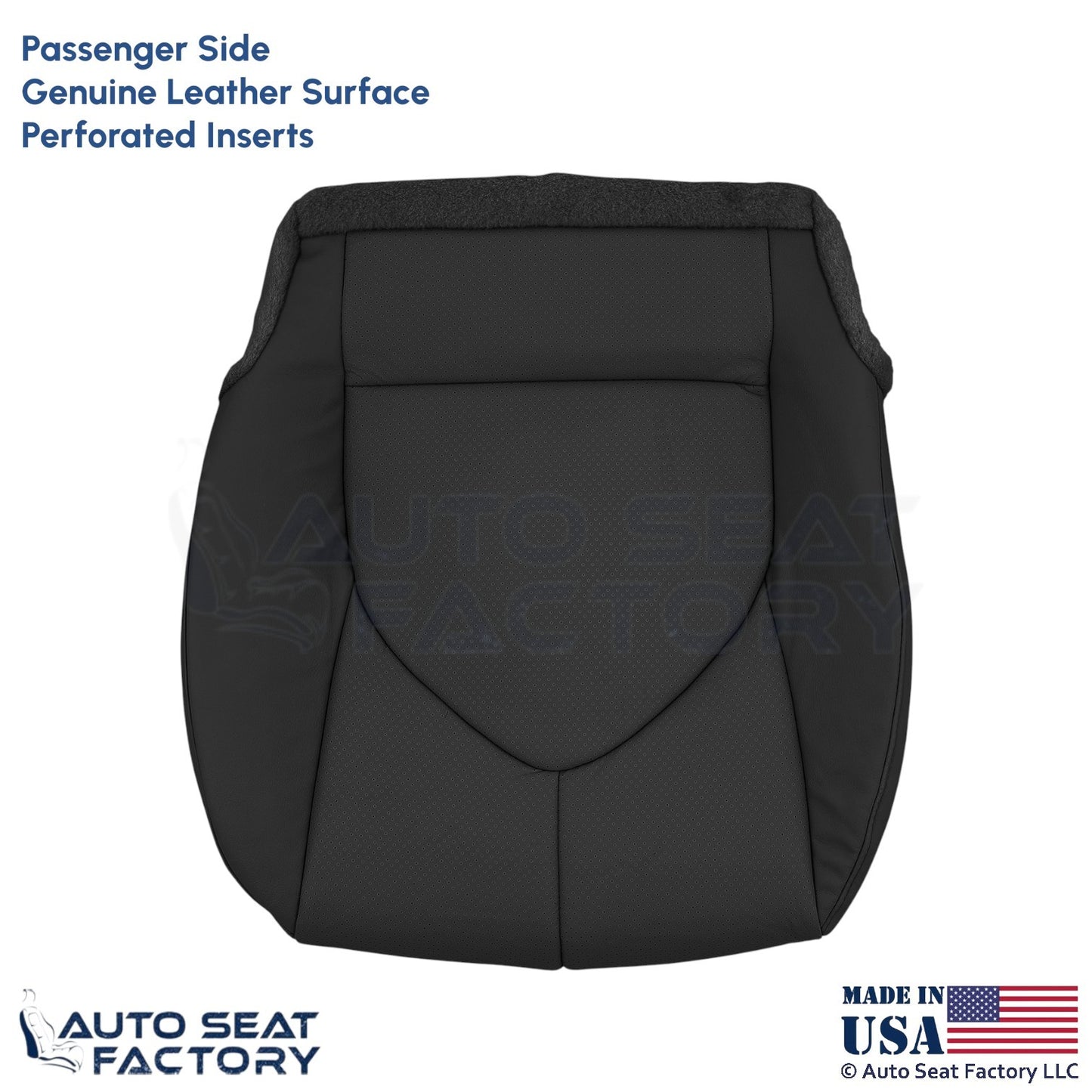 2020-2024 Fits Toyota Highlander Genuine Leather Paseenger Bottom Cover Black - OEM-Style Replacement Seat Cover