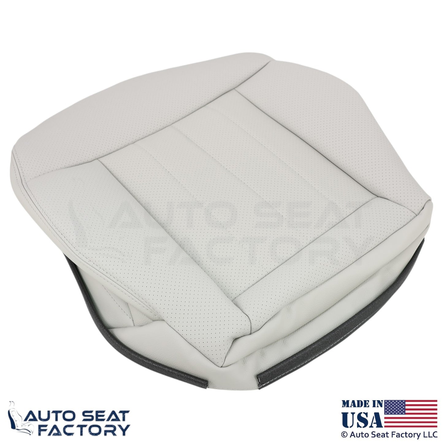 2014-2016 Fits Mercedes Benz E550 E350 Genuine Leather Perf. Bottom Covers Gray - OEM-Style Replacement Seat Cover