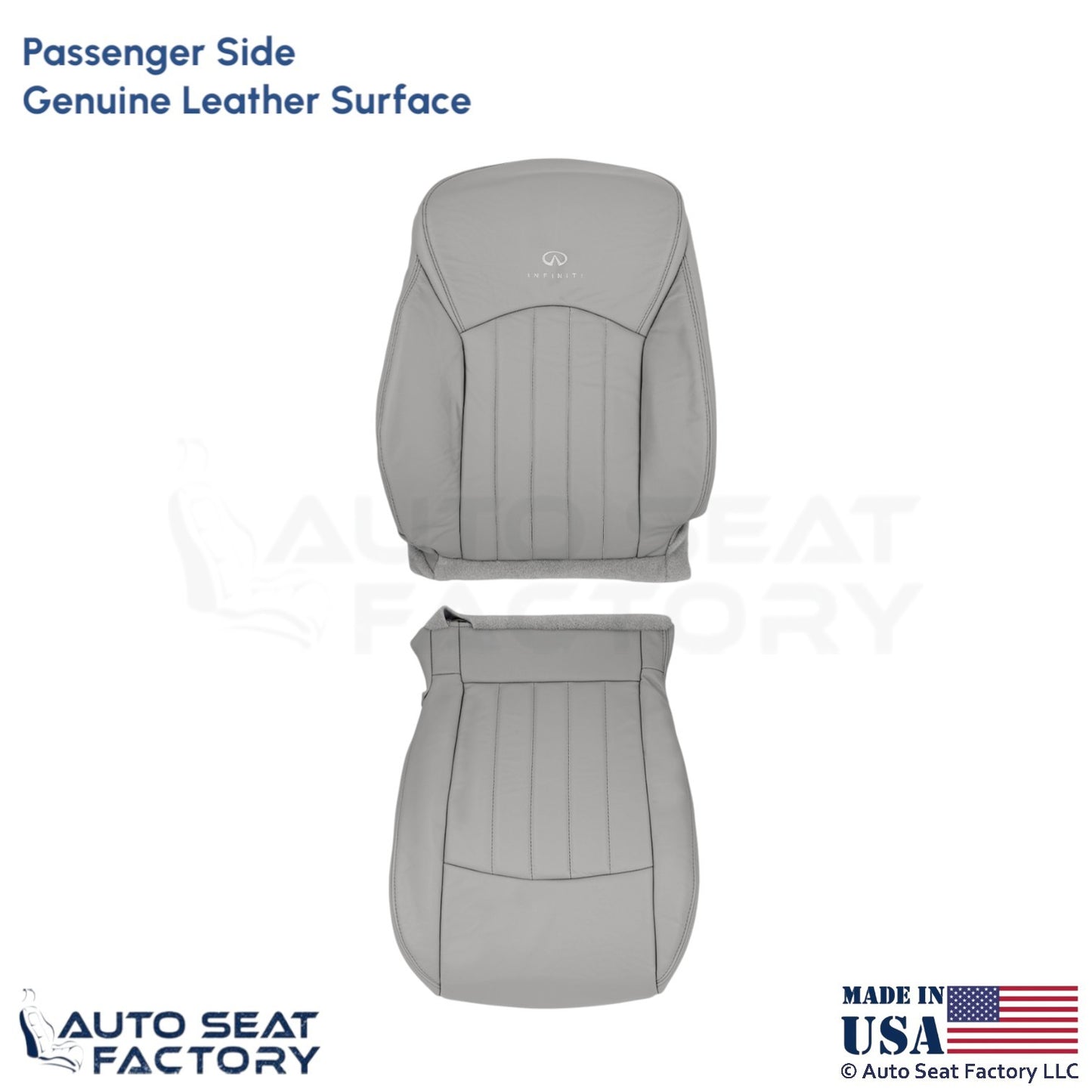 2008-2010 Fits Infiniti EX35 Genuine Leather Front Passenger Seat Covers Stone - OEM-Style Replacement Seat Cover