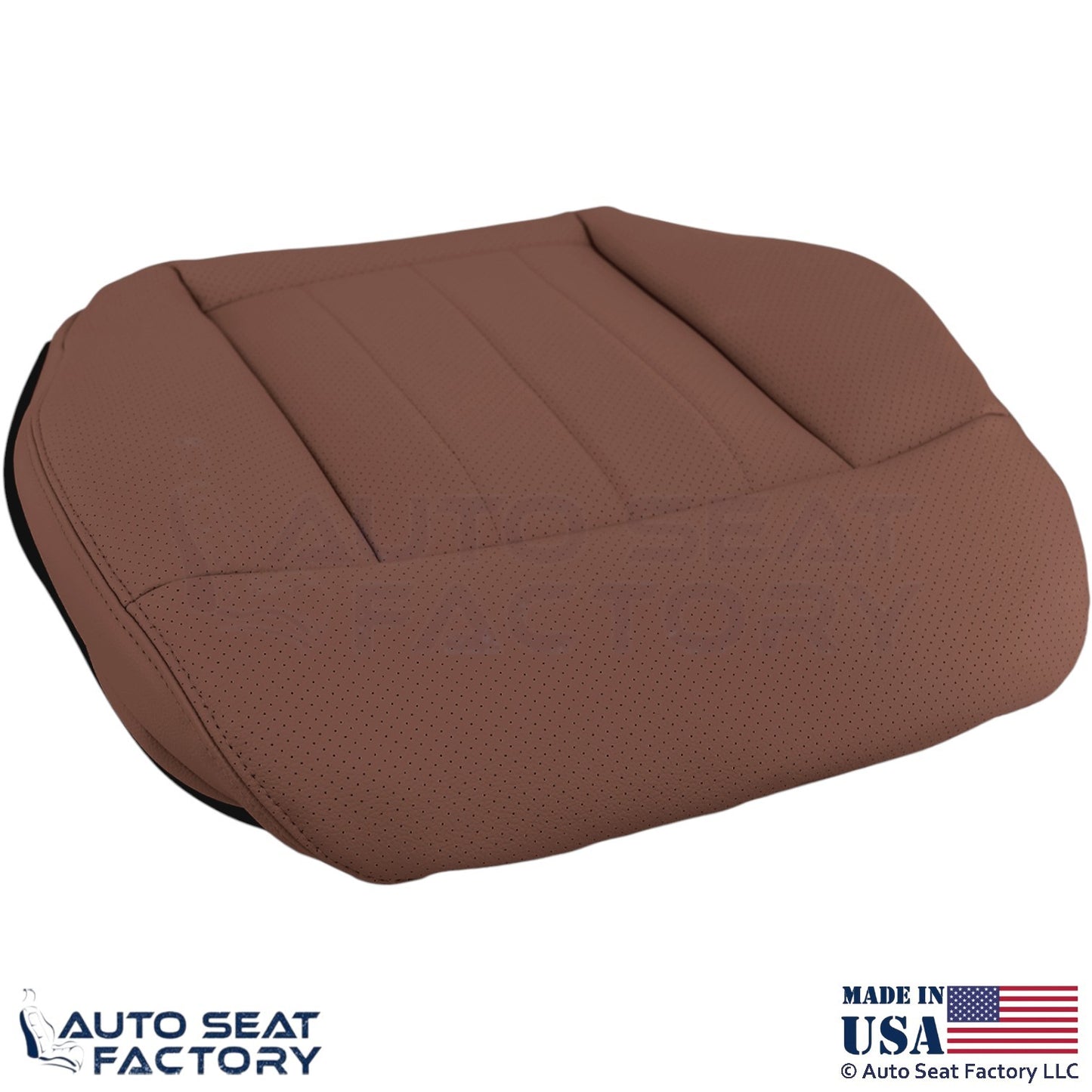 2010-2016 Fits Mercedes Benz E550 E350 Leatherette Perf. Bottom Covers Chestnut - OEM-Style Replacement Seat Cover