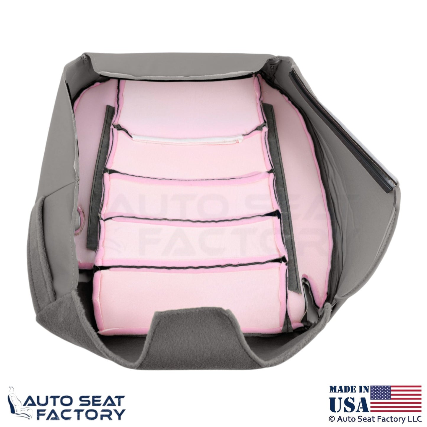 1999-2001 Fits Lincoln Town Car Genuine Leather Front Seat Covers Light Graphite - OEM-Style Replacement Seat Cover