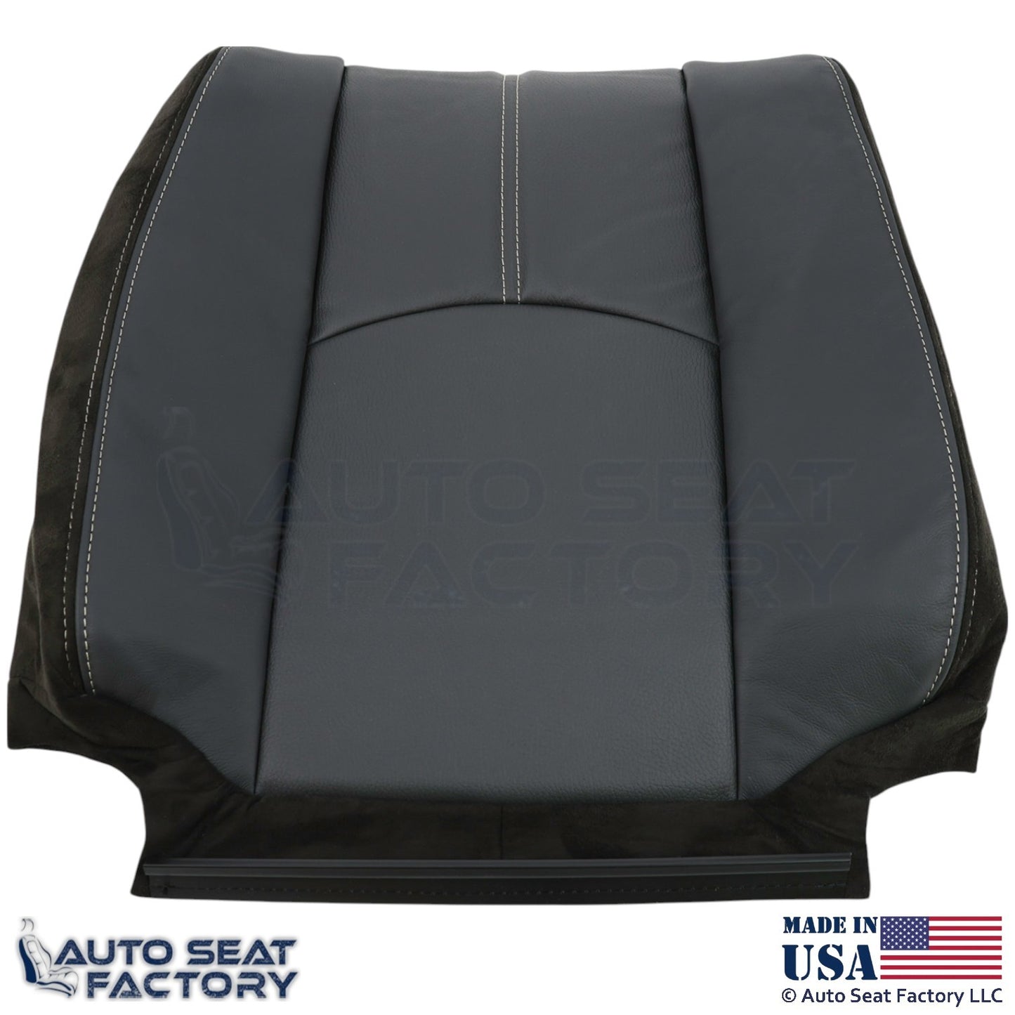 2008-2011 For Mazda Tribute Genuine Leather Driver Top Cover Black w White Stch - OEM-Style Replacement Seat Cover