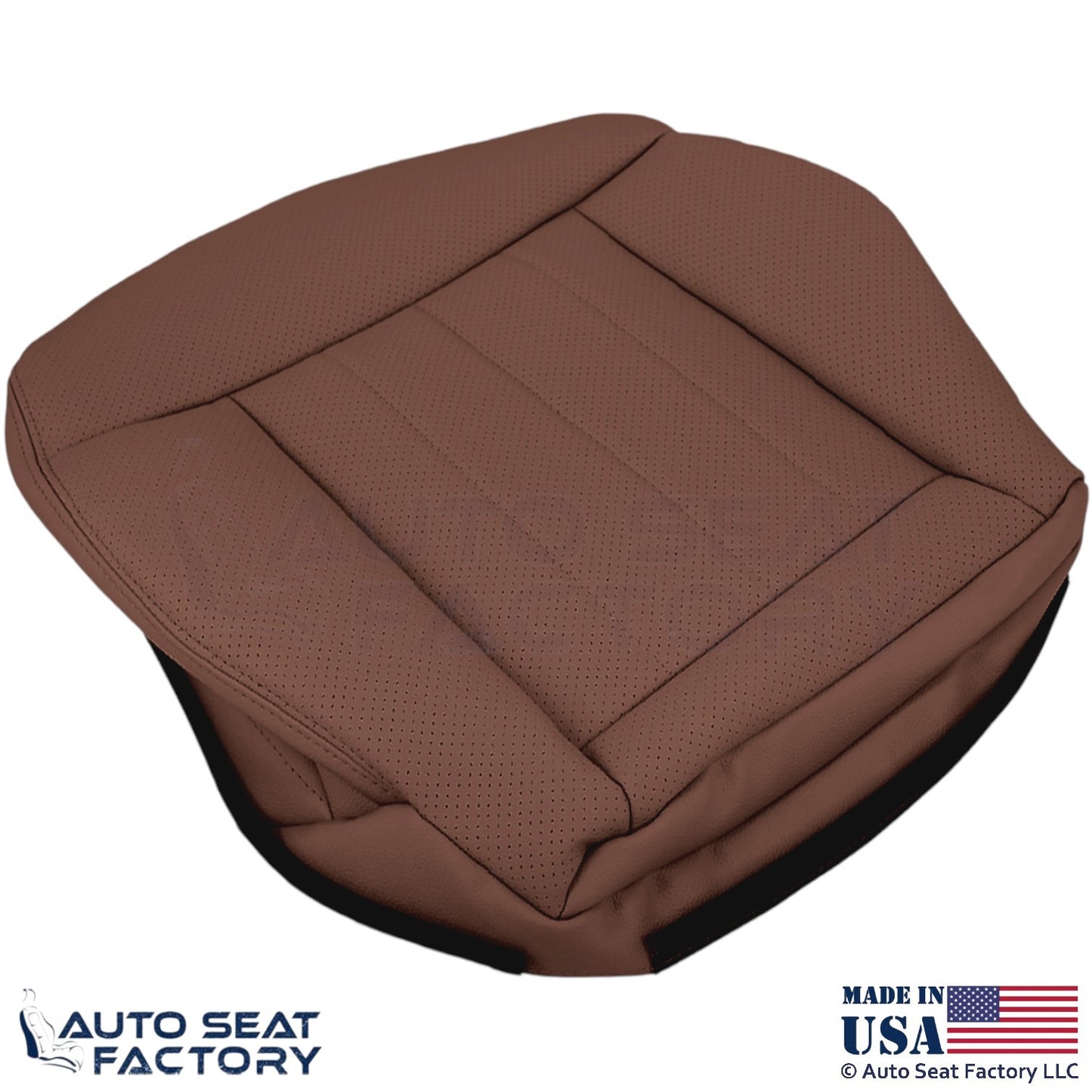 2010-2016 Fits Mercedes Benz E550 E350 Leatherette Perf. Bottom Covers Chestnut - OEM-Style Replacement Seat Cover