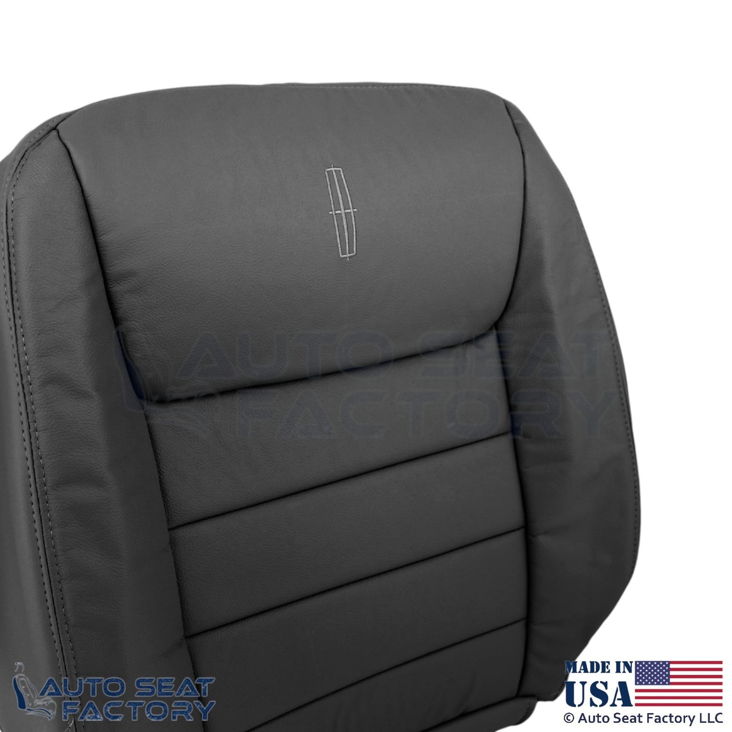 1999-2001 Fits Lincoln Town Car Genuine Leather Driver Top Cover Deep Charcoal - OEM-Style Replacement Seat Cover