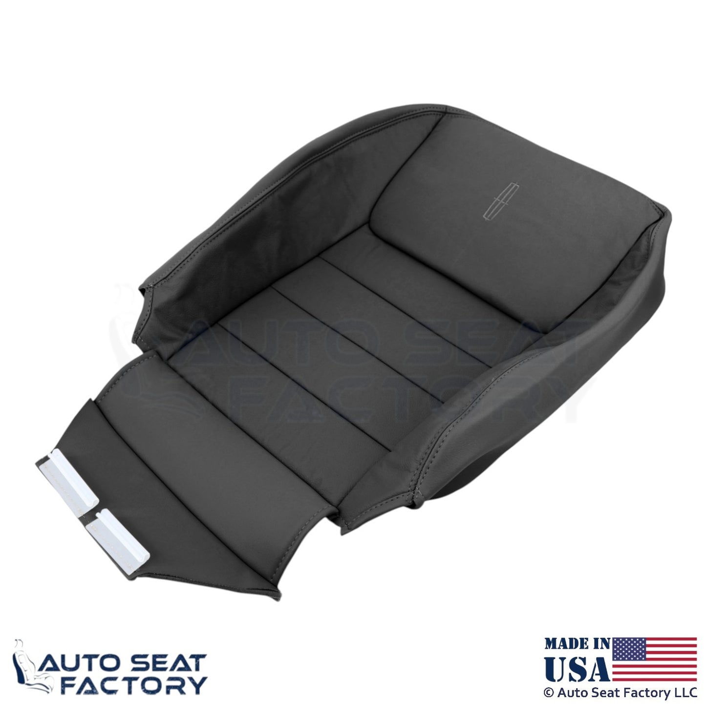1999-2001 Fits Lincoln Town Car Genuine Leather Front Seat Covers Deep Charcoal - OEM-Style Replacement Seat Cover