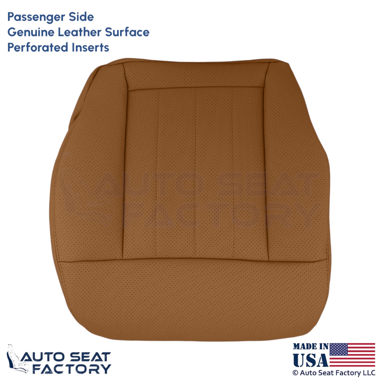 2010-16 For Mercedes Benz E550 Genuine Leather Perf Bottom Cover Passenger Beige - OEM-Style Replacement Seat Cover