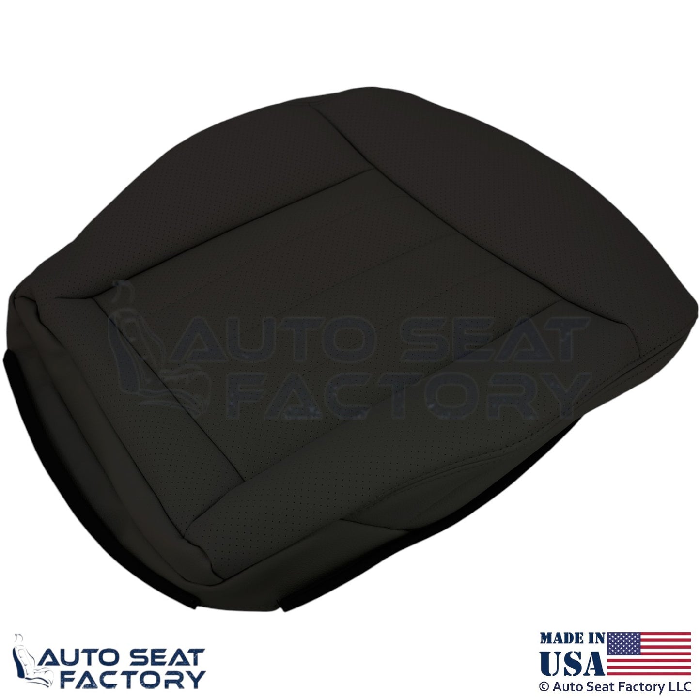 2010-2016 For Mercedes Benz E550 E350 Leatherette Perf Driver Bottom Cover Black - OEM-Style Replacement Seat Cover