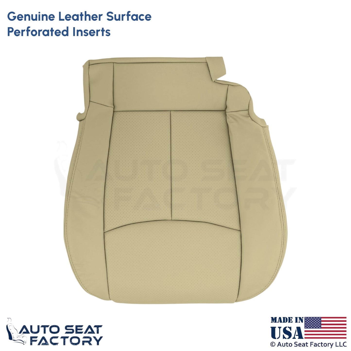 2011-2013 Fits Infiniti M37 M56 Genuine Leather Driver Bottom Seat Cover Wheat - OEM-Style Replacement Seat Cover