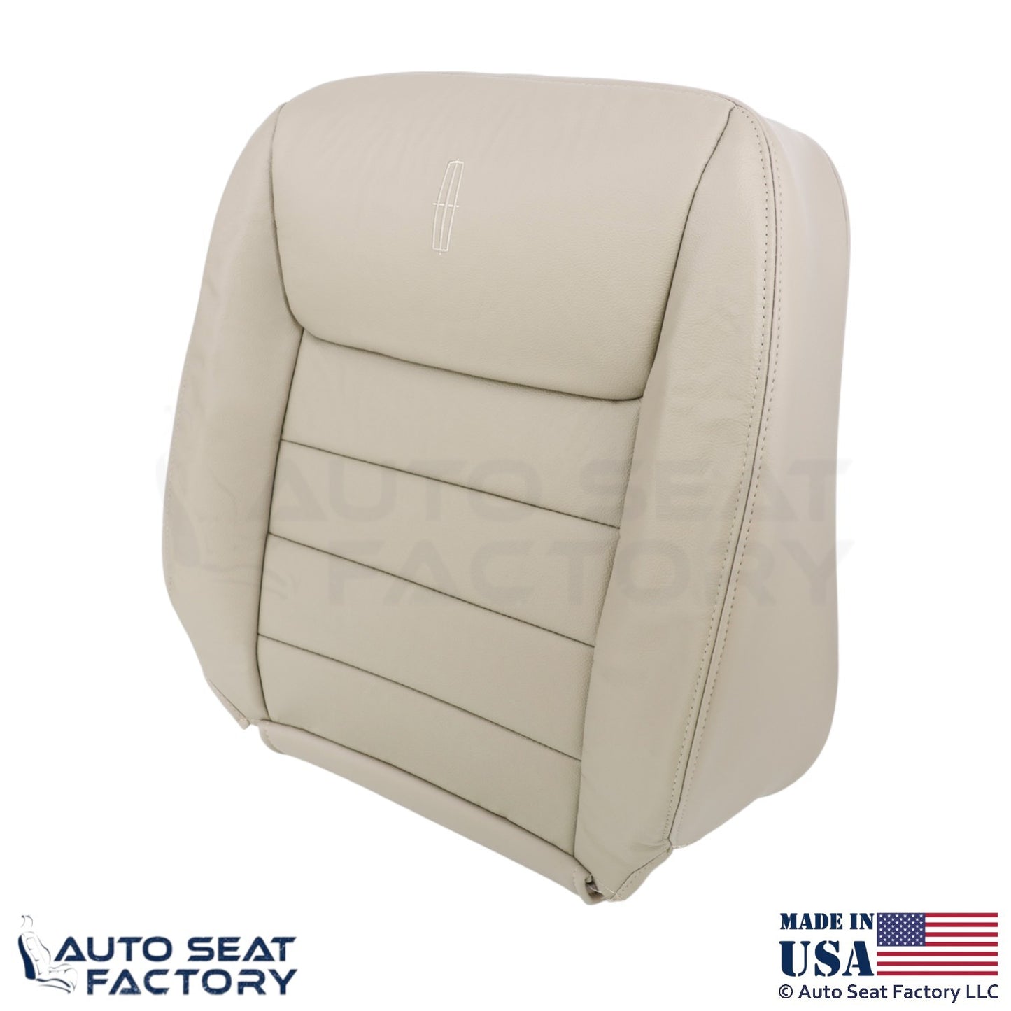 1999-2001 For Lincoln Town Car Genuine Leather Passenger Top Cover Lt. Parchment - OEM-Style Replacement Seat Cover