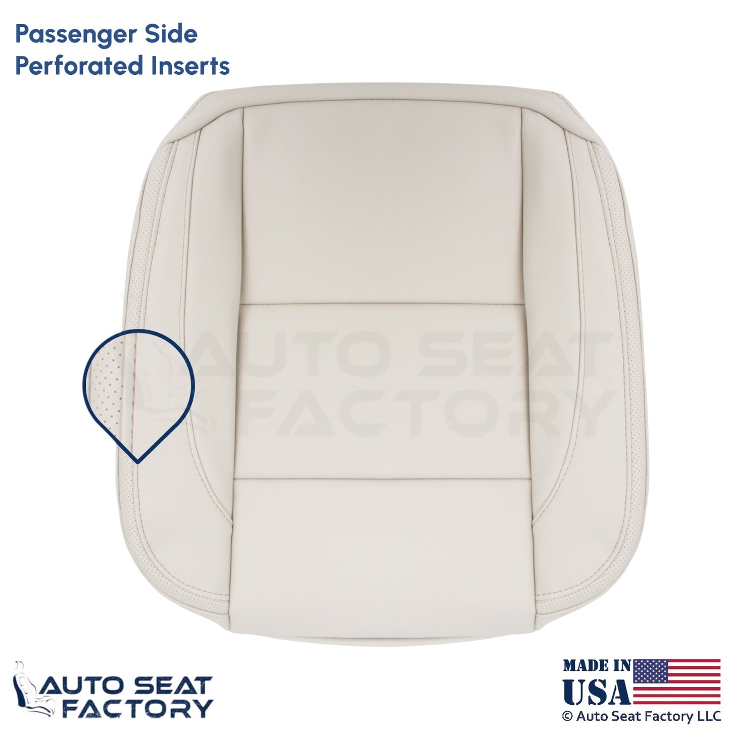 2008-2013 Fits Volvo C70 Leather Perf. Passenger Bottom Seat Cover Calcite Cream - OEM-Style Replacement Seat Cover