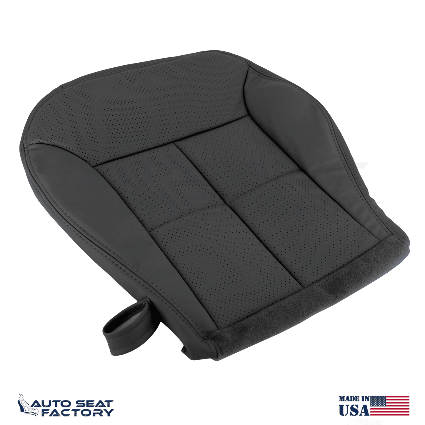 Fits 2007 - 2010 Lincoln MKX Perforated Driver Bottom Black Leather Seat Cover - OEM-Style Replacement Seat Cover