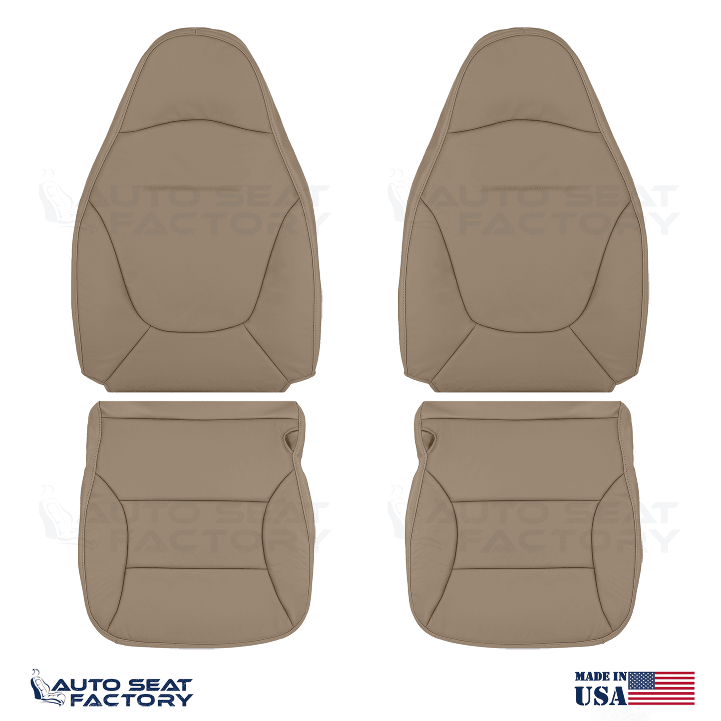 Fits 1997 - 2001 Ford Expedition Front Tan Leather Replacement Seat Covers - OEM-Style Replacement Seat Cover