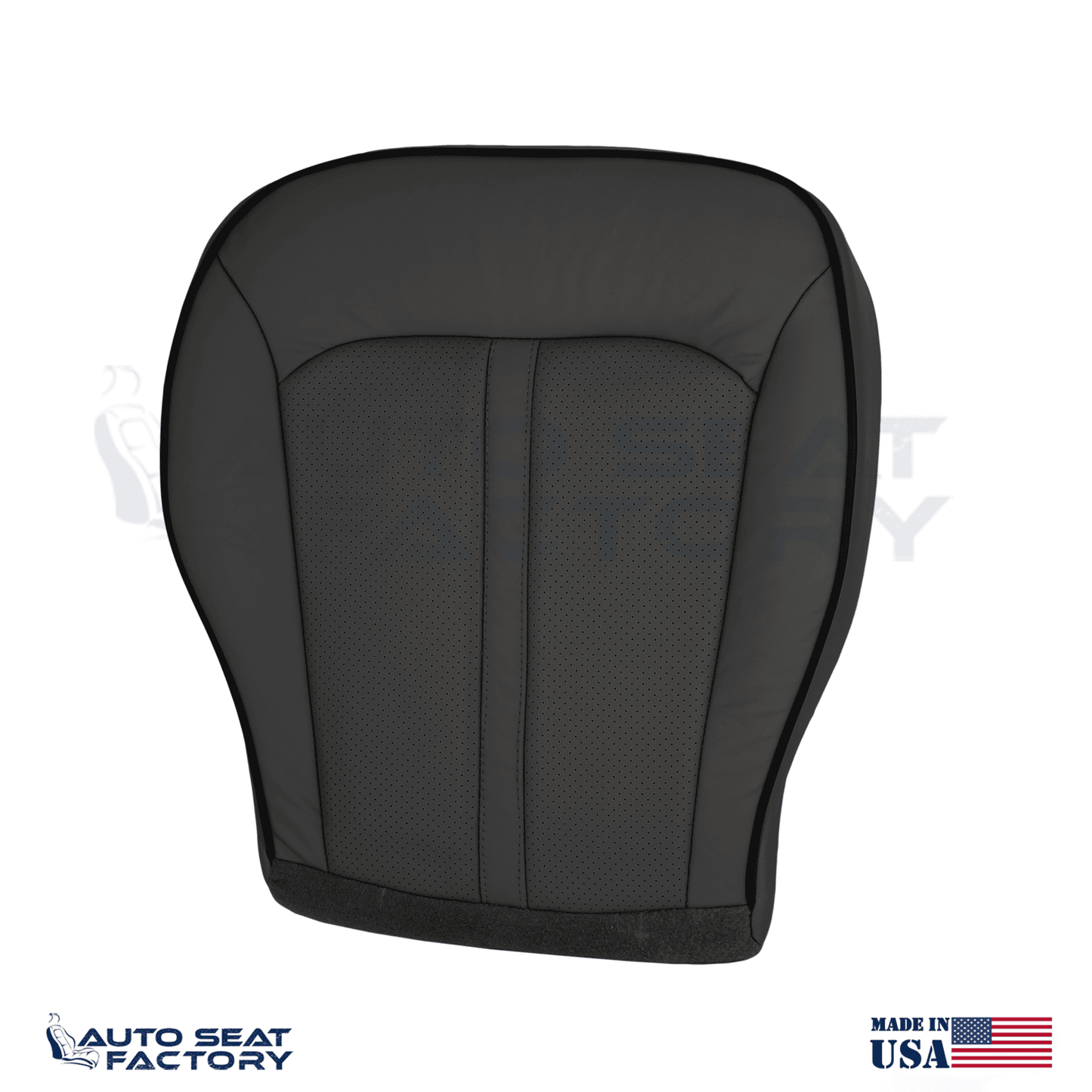 2011 - 2015 Lincoln MKX Perforated Driver Top & Bottom Black Vinyl Seat Covers - OEM-Style Replacement Seat Cover