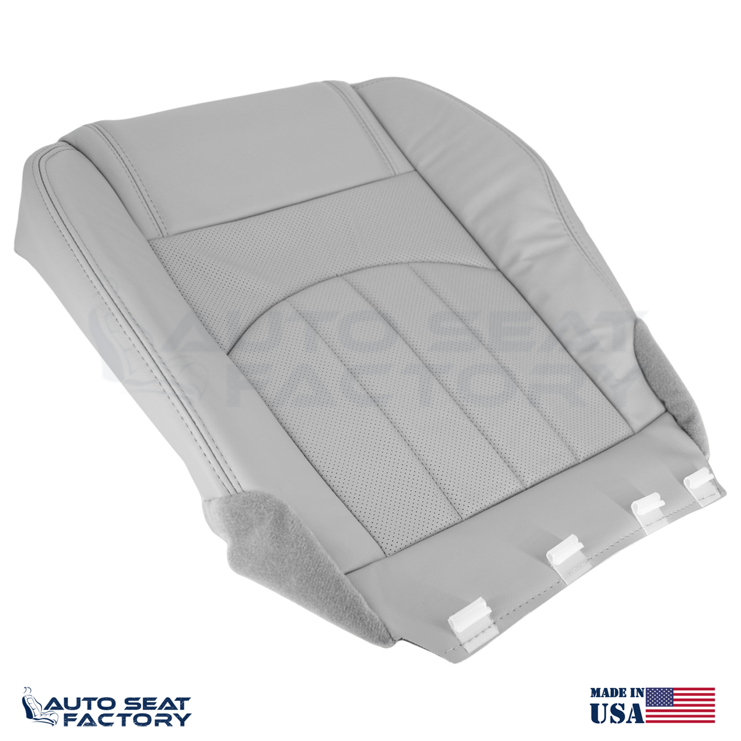 Fits 2013 - 2017 GMC Acadia Left & Right Bottom Gray Vinyl Seat Covers, Perf. - OEM-Style Replacement Seat Cover