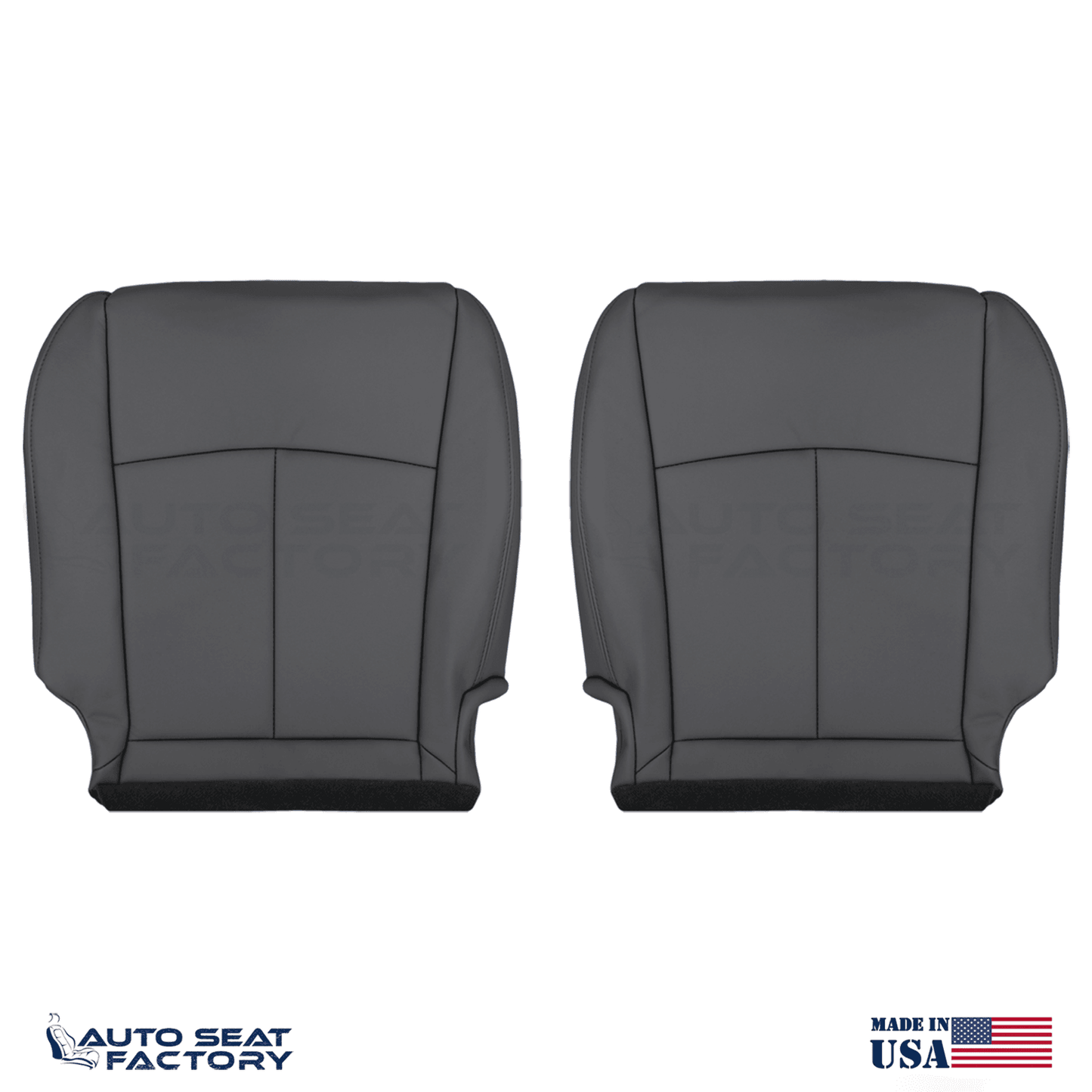 2014 - 2020 Fits Infiniti Q50 LEFT & RIGHT Bottom Solid Black Vinyl Seat Covers - OEM-Style Replacement Seat Cover