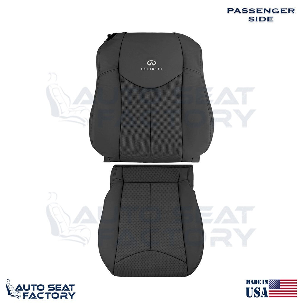 2009 - 2013 Fits Infiniti G37 Coupe Front RIGHT Black Vinyl Seat Covers, Perf. - OEM-Style Replacement Seat Cover