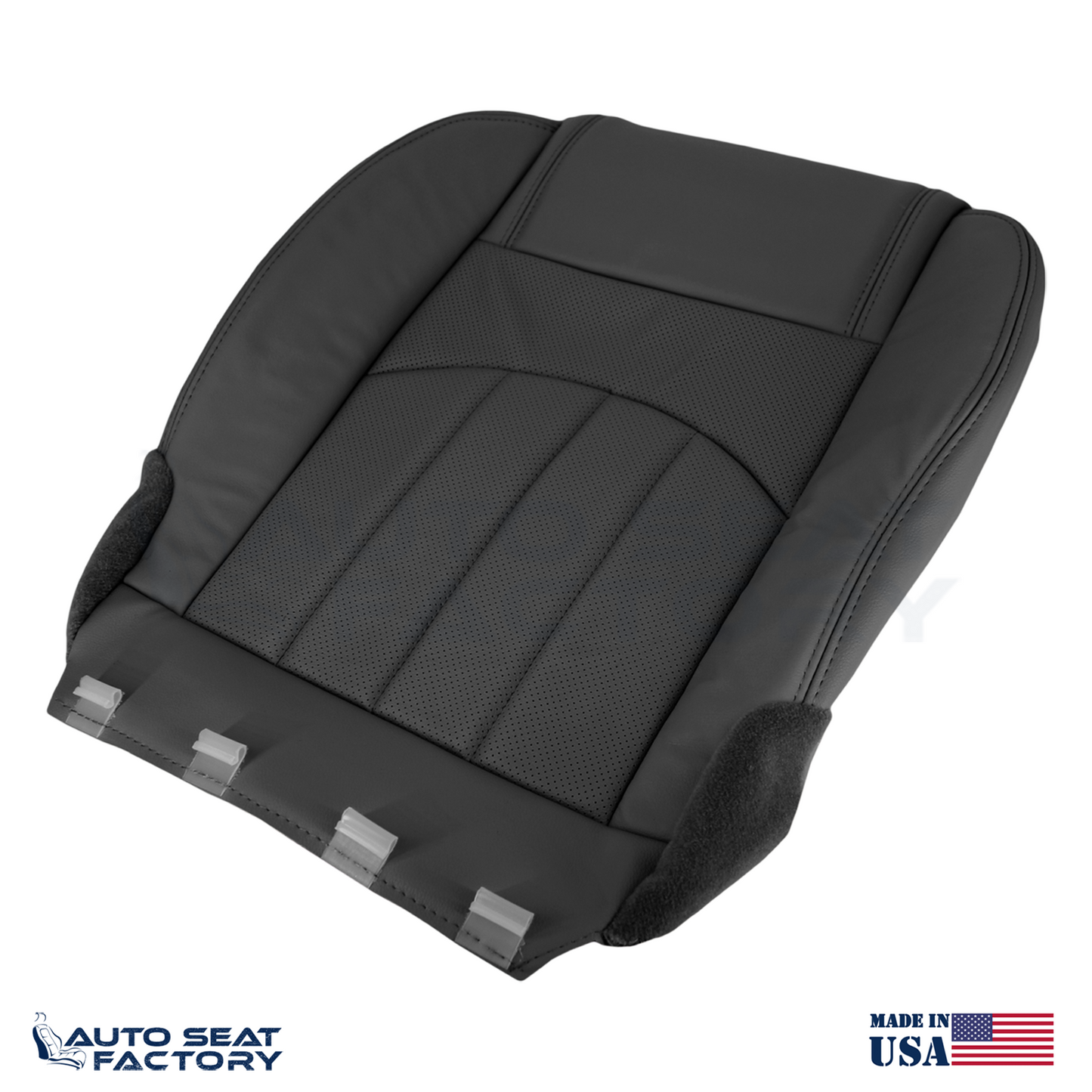 Fits 2013 - 2017 GMC Acadia Perforated PASSENGER Bottom Black Vinyl Seat Cover - OEM-Style Replacement Seat Cover