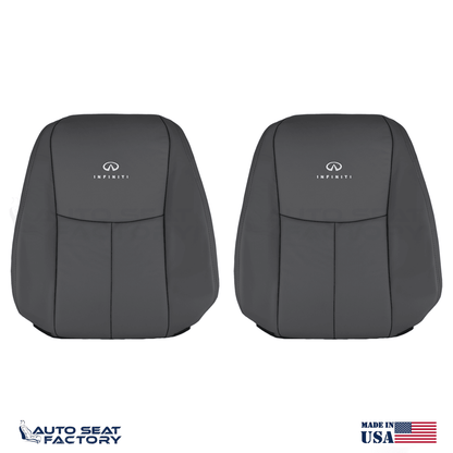 2014 -2020 Fits Infiniti Q50 LEFT & RIGHT Top Black Vinyl SOLID Seat Covers 2PCS - OEM-Style Replacement Seat Cover